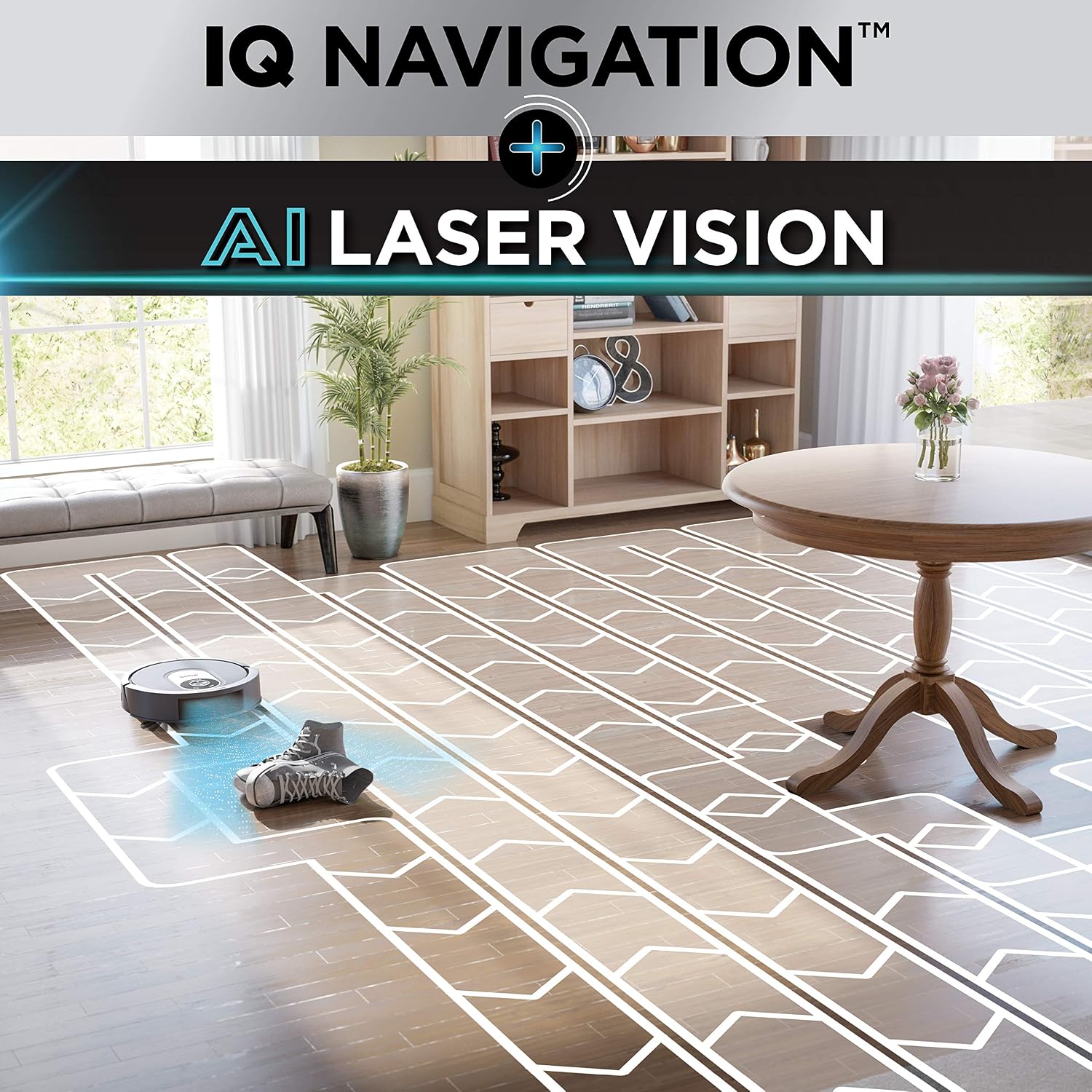 Shark AI Robot Vacuum, Smart Mapping|Scheduling|Pet Hair Pick Up|Logical Navigation, Black/Silver (RV2001), Carpet
