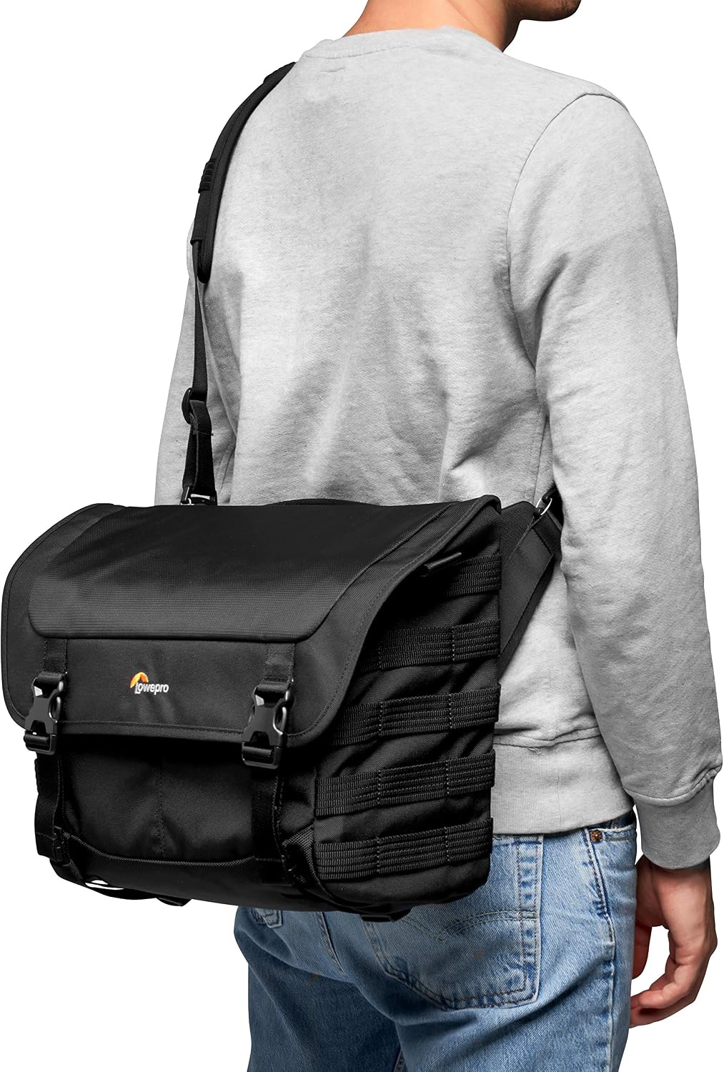 Lowepro ProTactic MG 160 AW II Mirrorless and DSLR Messenger - with QuickShelf Divider System - Camera Gear to Personal belongings - for Mirrorless Like Sony Apha9 - LP37266-PWW