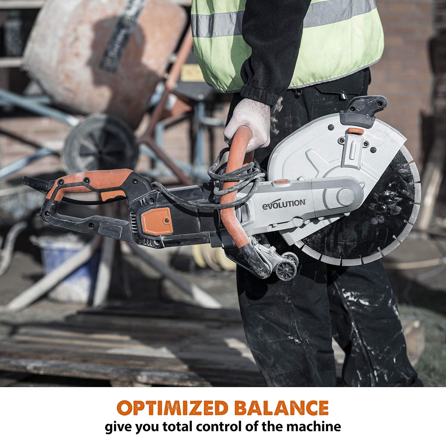 Evolution Power Tools R300DCT 12 inch Concrete Saw (Aka Circular Saw, Angle Grinder, Chop / Cut Off Saw, Demo Saw, Disc / Power Cutter) Electric Motor, No Gas - 4-1/2' Cut - Incl Diamond Masonry Blade
