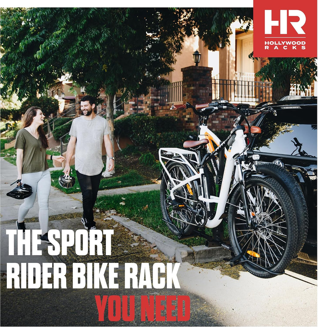 Hollywood Racks Sport Rider 2' Hitch Bike Rack, Carries 2 Bikes up to 80 lbs Each for Standard, Fat Tire and Electric Bicycles - Heavy Duty, Foldable Ebike Rack for Car, Truck, and SUV
