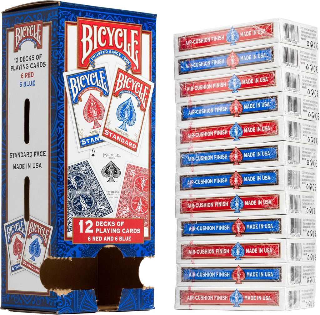 Fat Cat Bling 13.5 Gram Texas Hold 'em Clay Poker Chip Set with Aluminum Case, 500 Striped Dice Chips & Bicycle Standard Playing Cards, Poker Size, 12 Pack