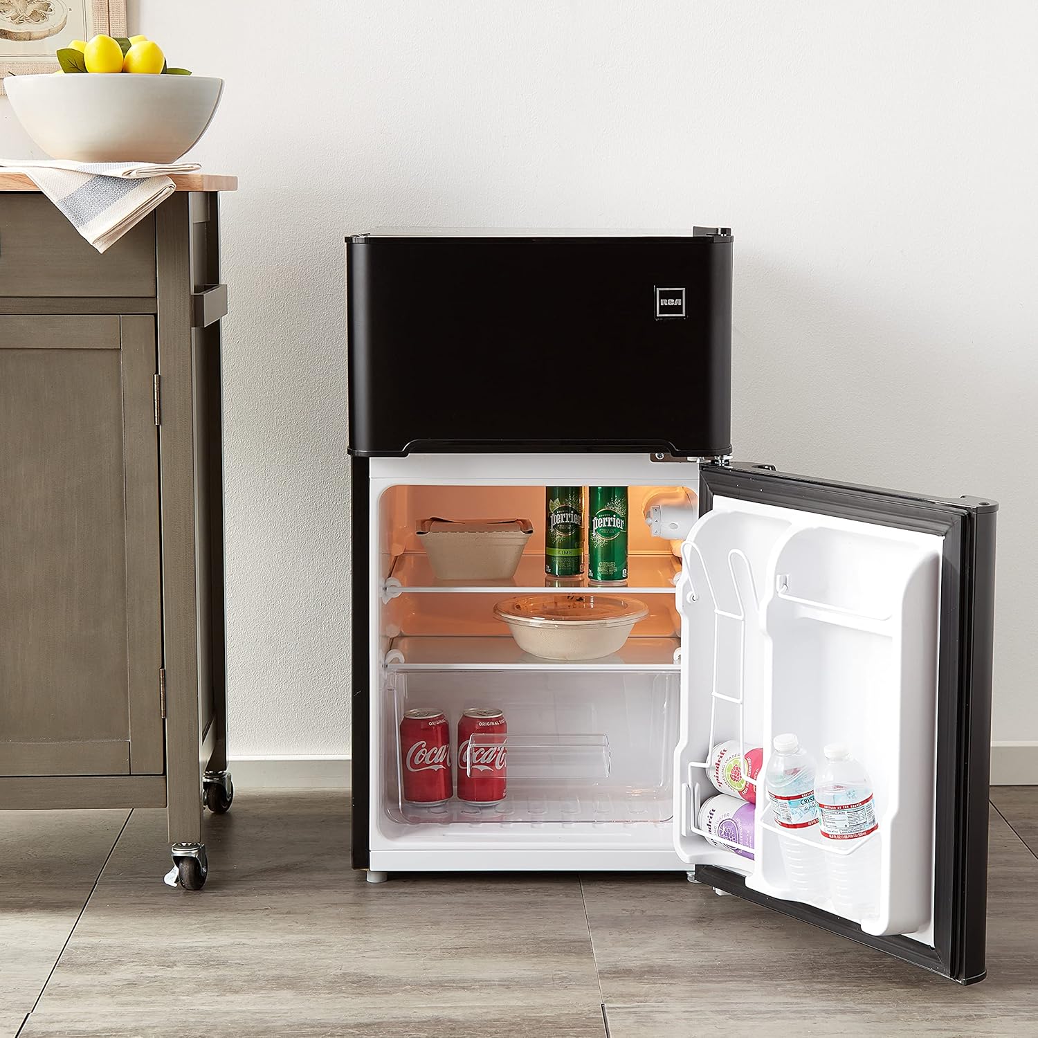 RCA - 2-Door - Compact Refrigerator/Freezer - Reversible Doors - Adjustable Thermostat - 3.2 Cu. Ft. - Black,