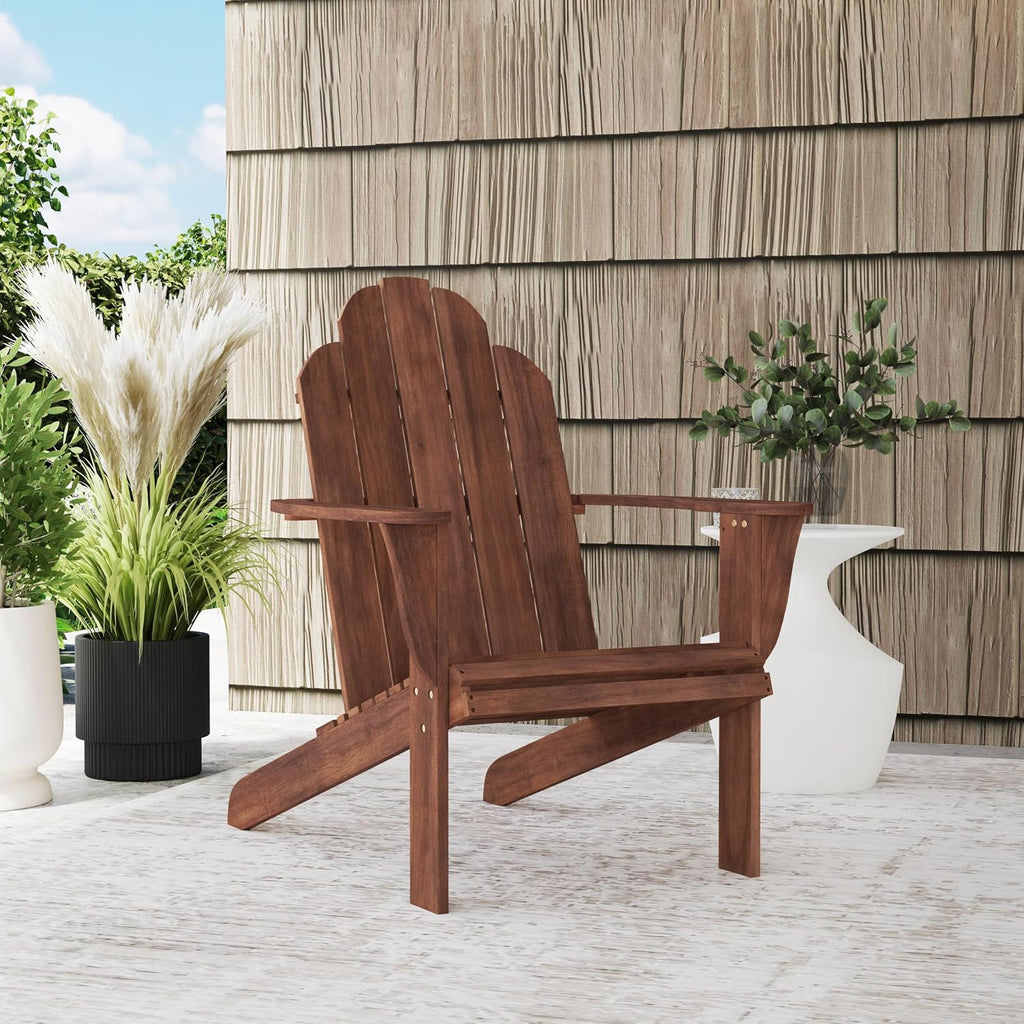 Linon Home Dcor Home Decor Teak Wood Stock Chair, 30.4' wx37.6 dx37.8 h, Stain
