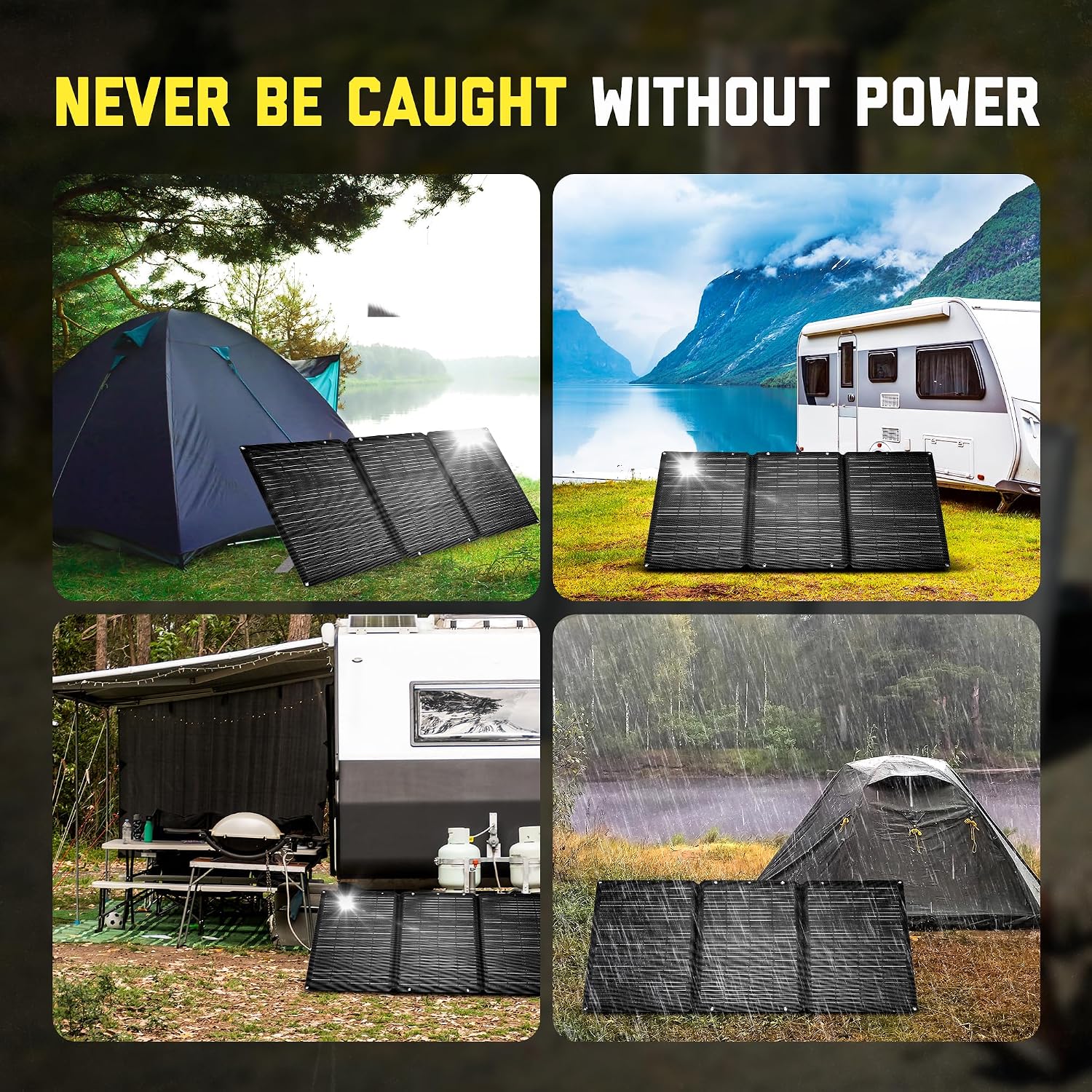 SunJack 120W Foldable Portable Solar Panel Charger with Kickstands, MC4/PD60 USB-C/USB-A, ETFE Monocrystalline, Waterproof Solar Charger for Camping, RV, Power Station, Generator, Off Grid, Emergency