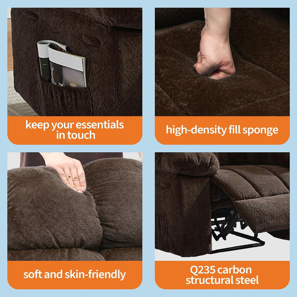 Garvee Manual Recliner Chair,Ergonomic Overstuffed Breathable Fabric Reclining Chair with Side Pockets,q235 Steel Frame Lazy Boy Recliner Single Sofa for Living Room Bedroom