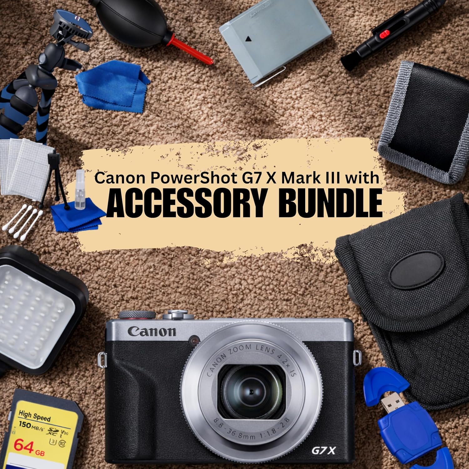Canon PowerShot G7 X Mark III Digital Camera (Black #3637C001) with Basic Starter Bundle (Renewed)