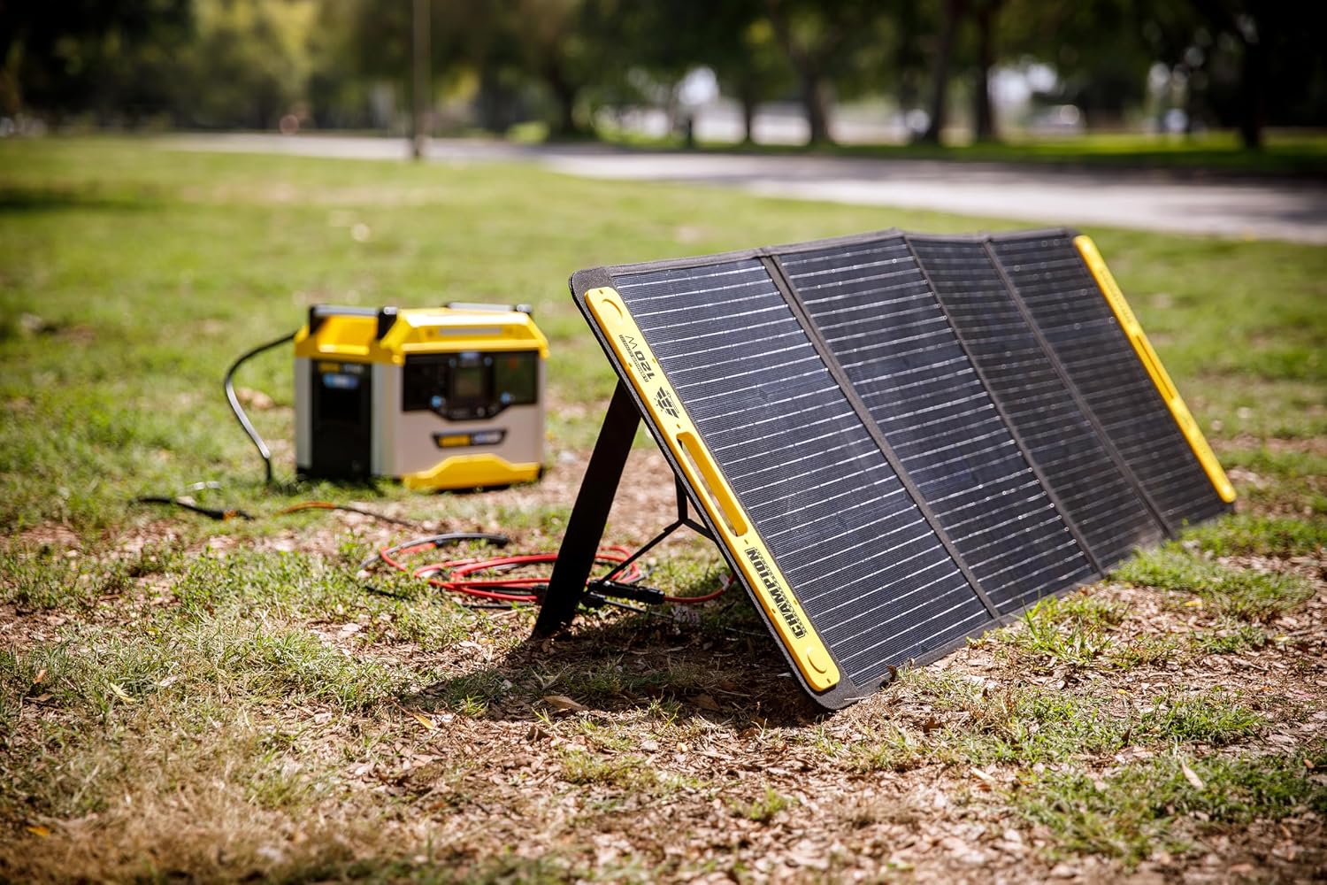 Champion Power Equipment 201246 120-Watt Portable Foldable Solar Panels with Extension Cable and Kickstand