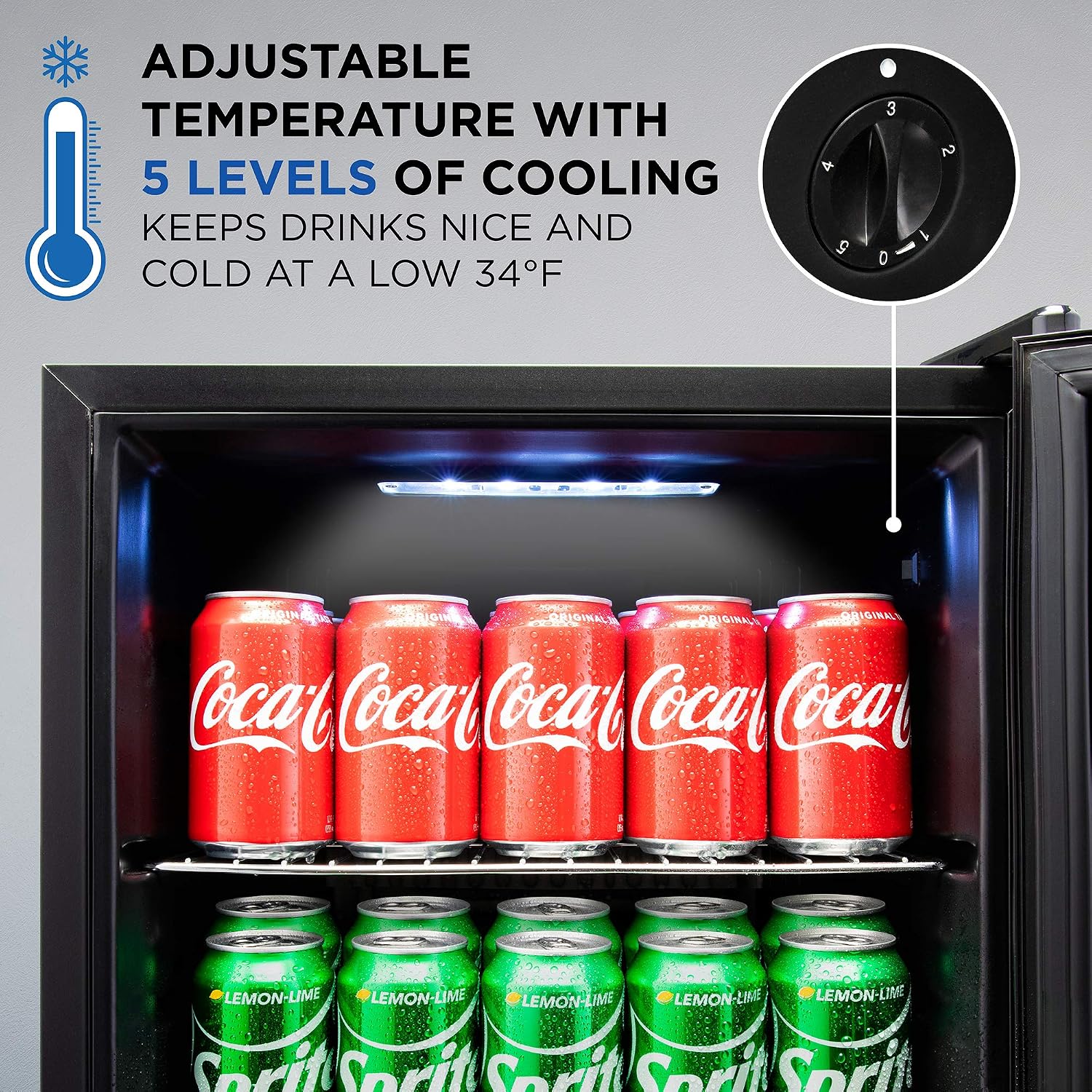 Ivation 101 Can Beverage Refrigerator | Freestanding Ultra Cool Mini Drink Fridge | Beer, Cocktails, Soda, Juice Cooler for Home & Office | Reversible Glass Door & Adjustable Shelving, Stainless Steel