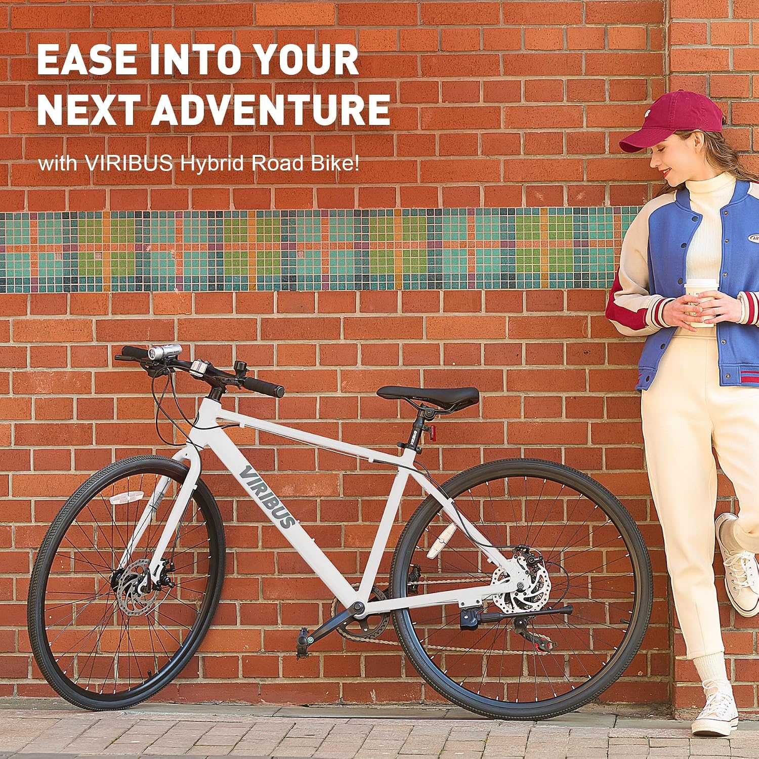 VIRIBUS Hybrid Bikes, 28 inch Mens Hybrid Bicycle 7 Speed with Lightweight Aluminum Frame & Disc Brakes, 700C Retro Vintage Adult Bike for Tall Men & City Commuters 85% Pre-Assembled