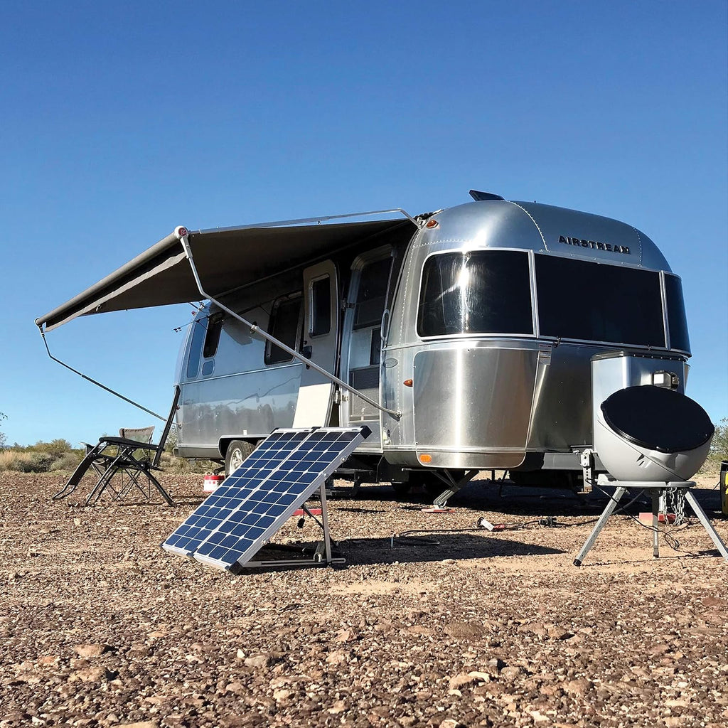 Go Power GP-PSK-130 130W Portable RV Solar Panel Kit - Folding Solar Panels with 10 Amp Controller, Adjustable Legs, Battery Clamps, Nylon Case for Camping, Boat & Off-Grid Use