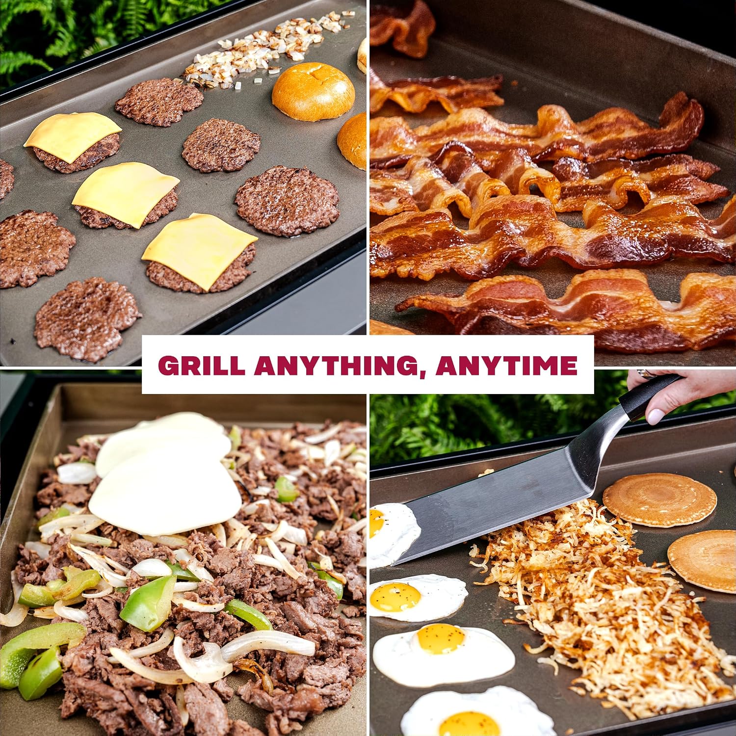 Tytus Fresno 48,000 BTU Flat Top Griddle Grill for Outdoors Includes Key Propane Flattop Grill Accessories: Cover, 2 Spatulas, 2 Bottles & Griddle Scrapper, 4 Burners Evenly Heat Flat Grills