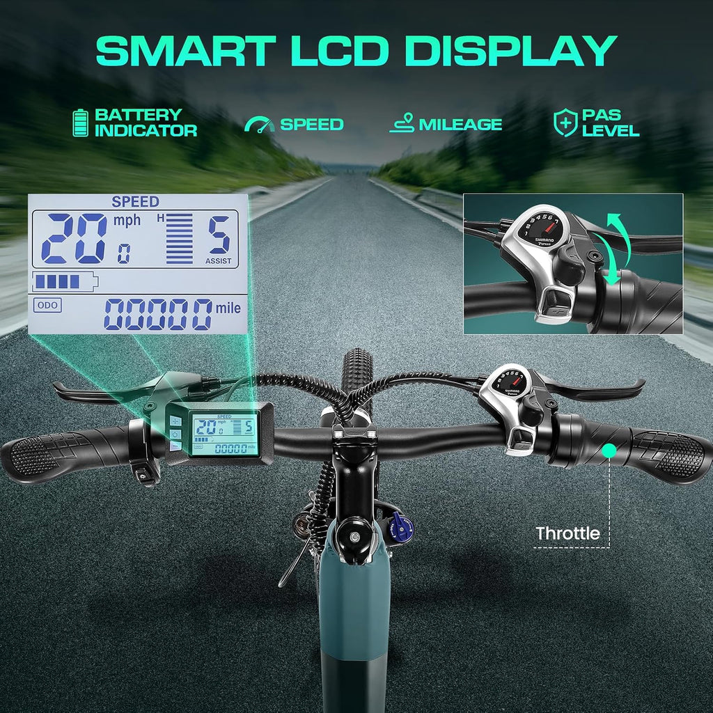 Wooken Electric Bike for Adults, 749W Peak Ebike, 26' x 2.1' Tire Step Through Electric Bike, City Cruiser Ebike with 48V 10.4/15Ah Removable Battery, 7 Speed, SGS Certified to UL2849