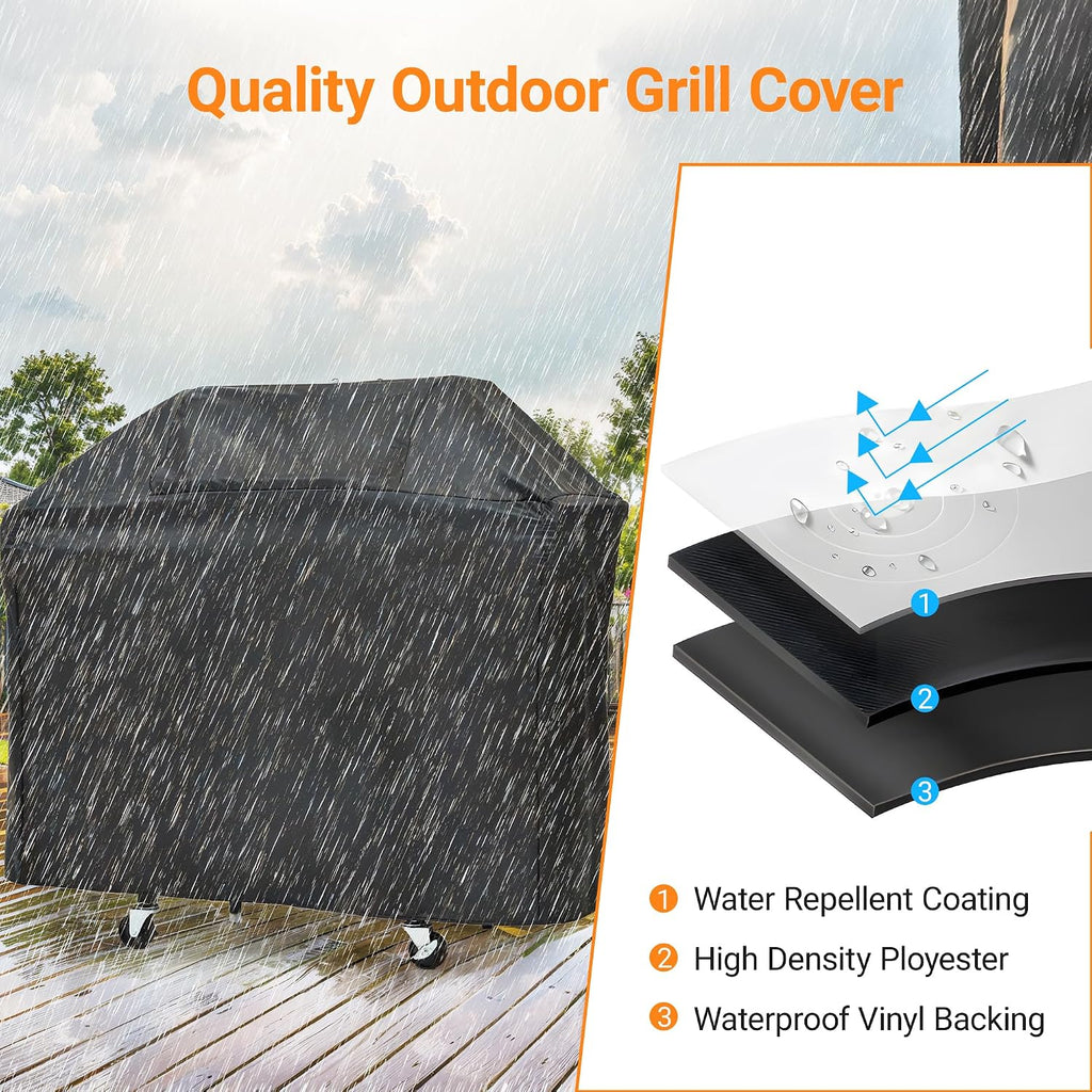 3 Burner Gas Grill with Cloth Cover – High-Powered 51,000 BTU Burners, Stainless Steel Construction, Ample Cooking Space – Perfect for Backyard Barbecues, Parties, and Family Gatherings