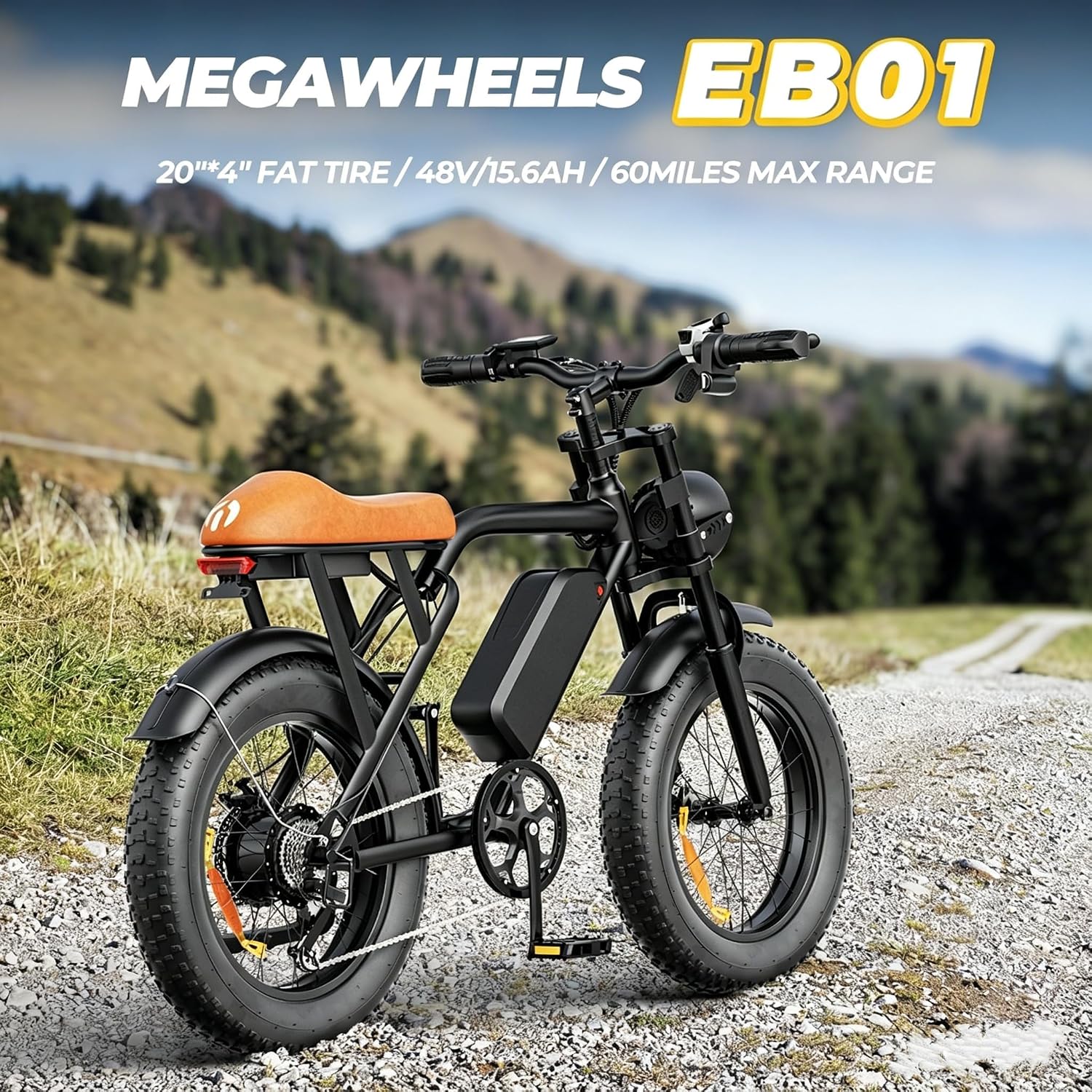 VoltCycle Electric Bike for Adults, Peak 1500W Ebike, 33MPH 60Miles Electric Mountain Bike, 20' Fat Tire Adult Electric Bicycle with 48V 15.6AH Battery, Dual Disc Brake, 7 Speed, Full Suspension