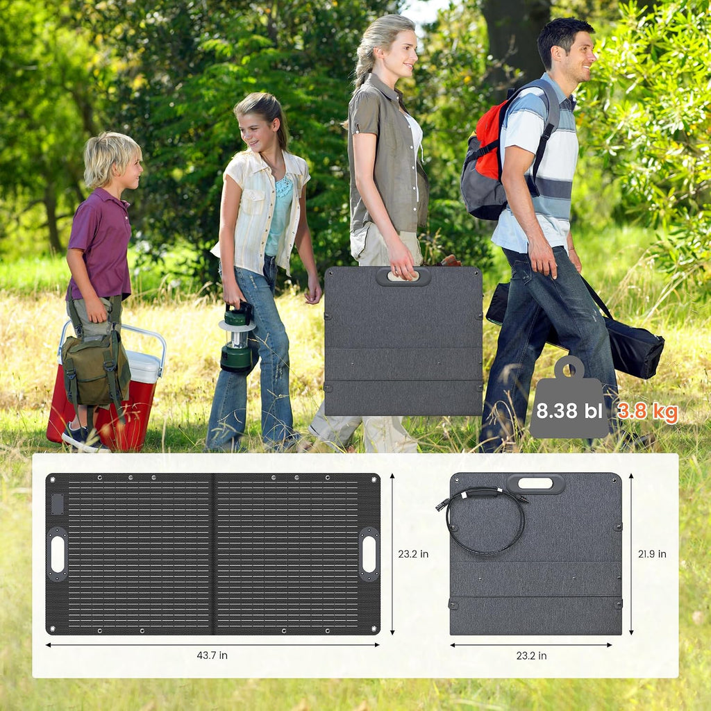 100W Portable Solar Panel, ETFE Foldable Solar Panel Charger with Adjustable Kickstand,23.7% High Efficiency,IP65 Waterproof, for Power Station Outdoor Camping RV Emergency Power Supply