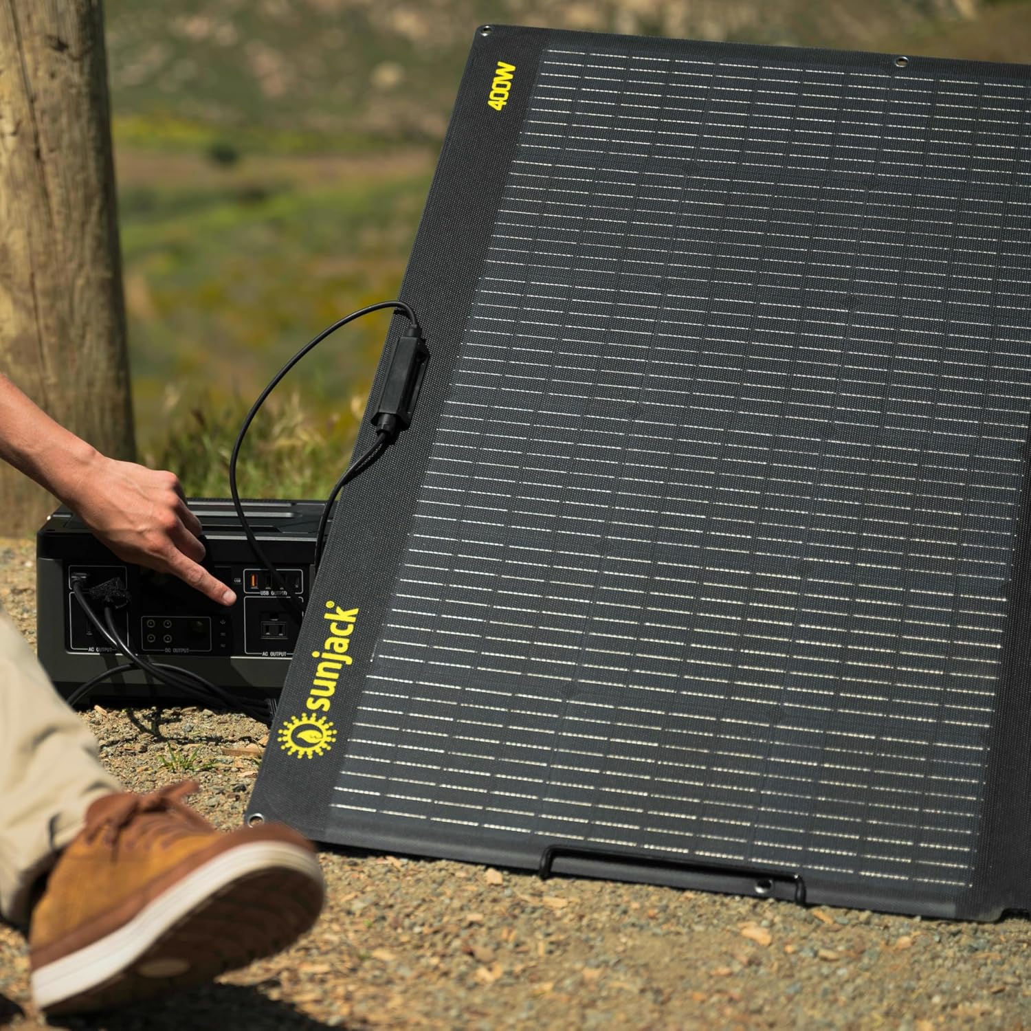 SunJack 400W Foldable Solar Panel Charger, 48V Portable ETFE Solar Charger for Power Station, Generator, Battery | IP68 Waterproof with Kickstand for Camping, RV, Travel, Off-Grid & Emergency Power