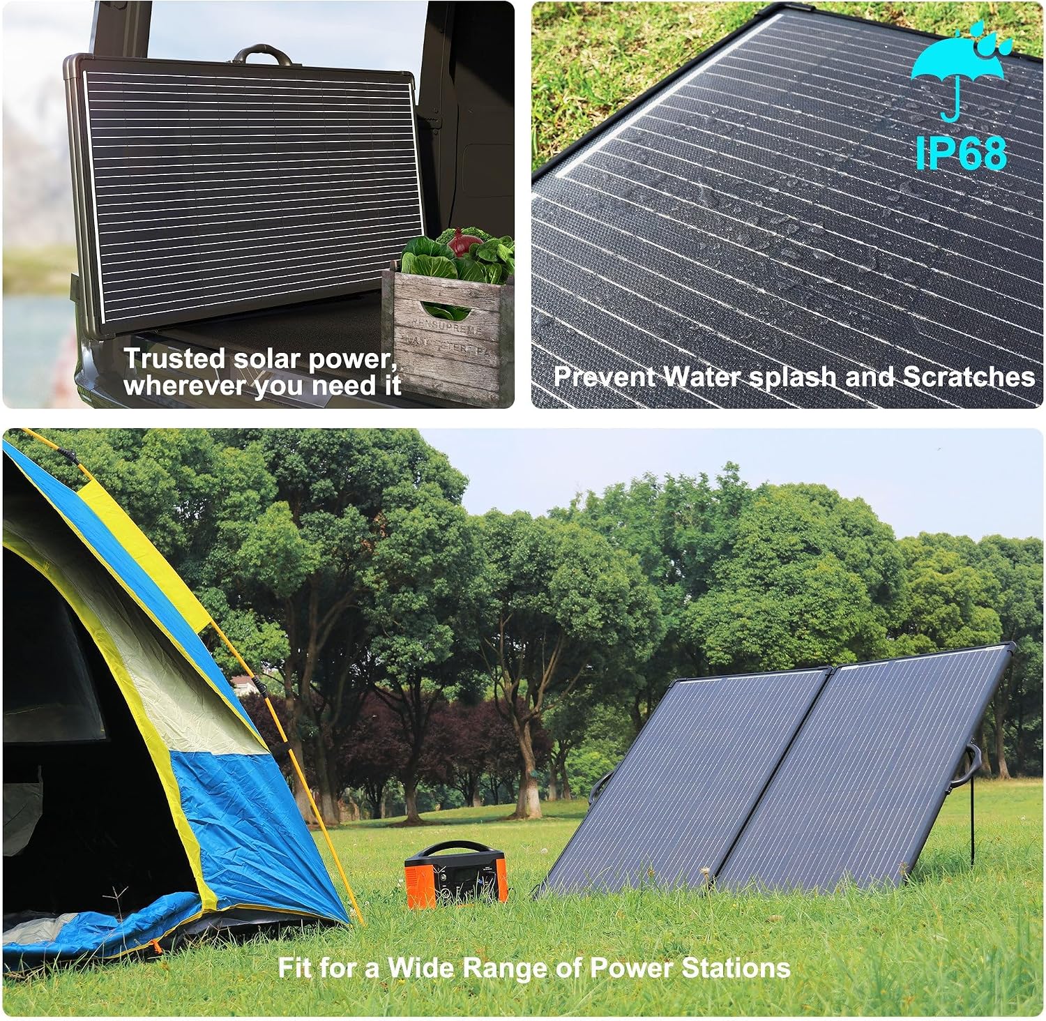 ACOPOWER 400W Mono Portable Foldable Solar Panel - 2pcs 200W, 25% Efficiency, Black, Professional Portable Style - Ideal for RV, Camping, Off Grid