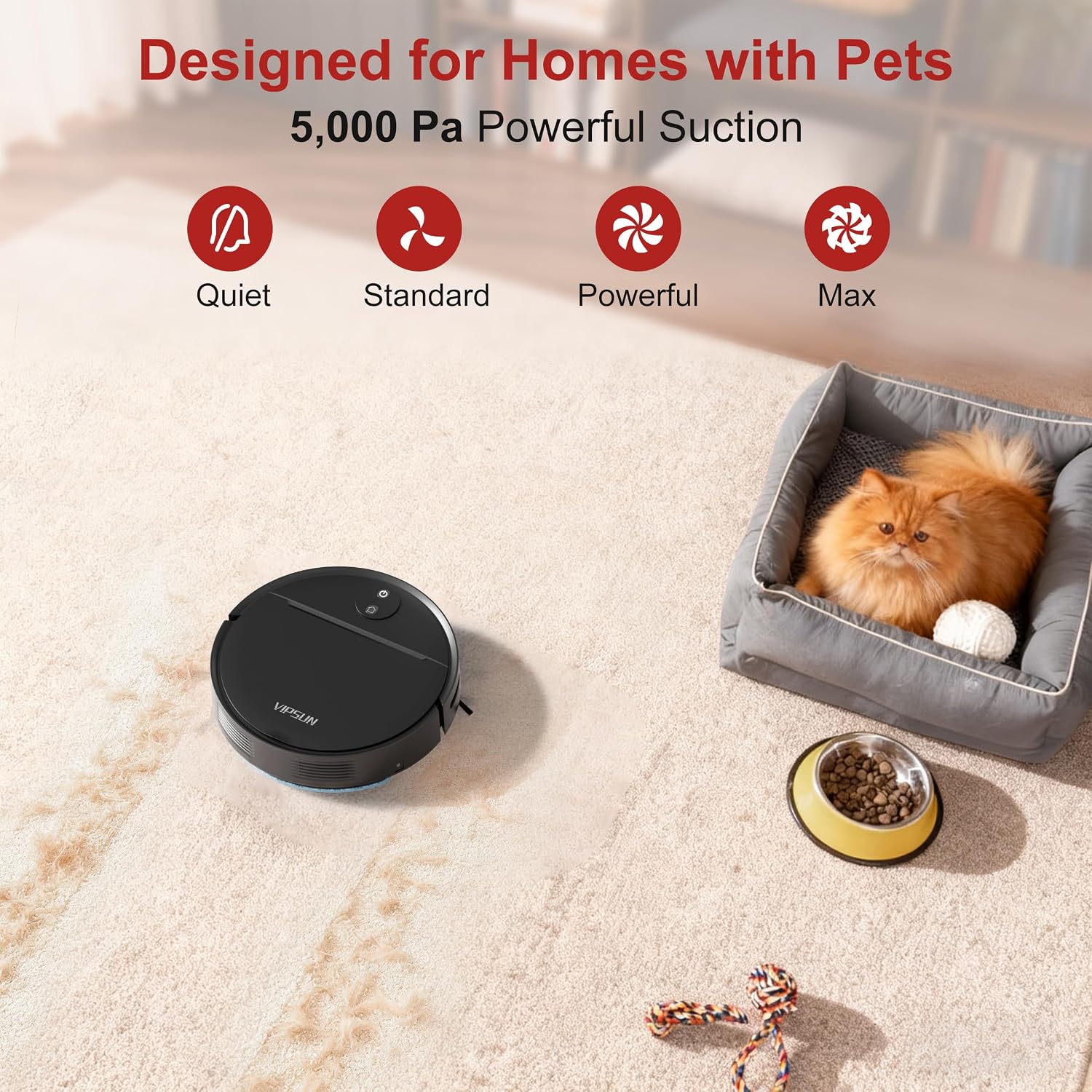 VIPSUN Robot Vacuum and Mop Combo with 4000Pa Suction, APP/Voice/Remote Control, Robotic Vacuums with Personalized Adjustment Setting, Self-Charging, Obstacle Avoidance, Smart Home Robot Aspiradora