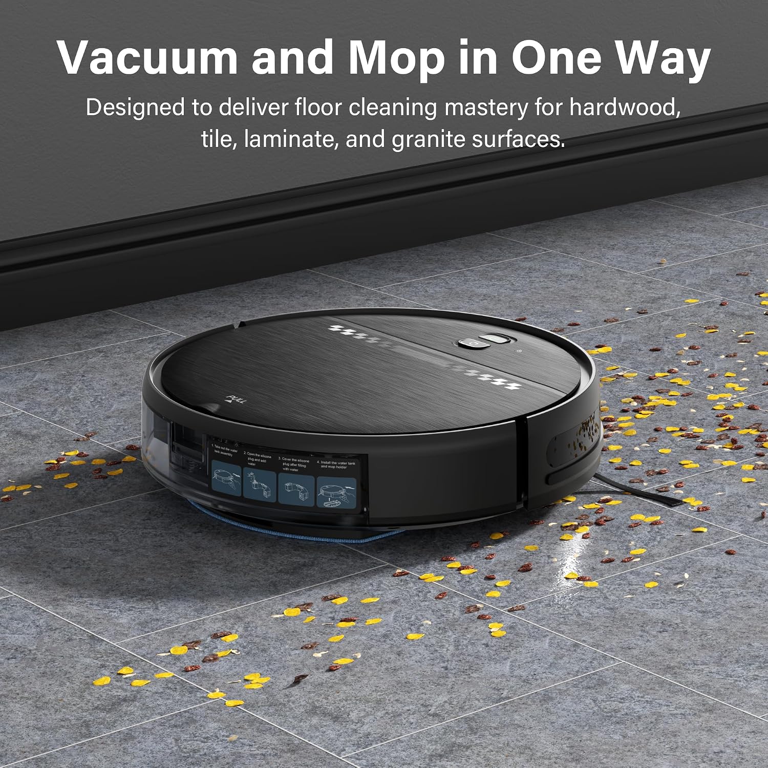 Robot Vacuum and Mop for Pet Hair, 2-in-1 Robot Vacuum Cleaner for Hard Floors&Carpets with 2.87'' Slim Design, Wi-Fi/App/Voice Control, 3D Obstacle Avoidance & Self-Charging