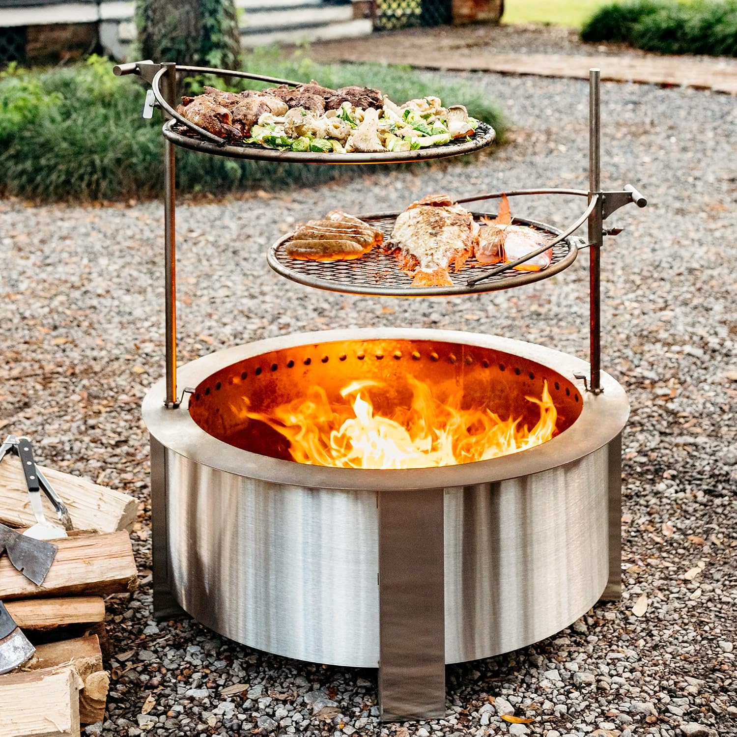 Outpost Grill 24 - Campfire Grill - Breeo X Series Accessory - Stainless Steel, Durable, USA Made - Campfire Grate - Camping Cooking Rack - Fire Pit Accessories