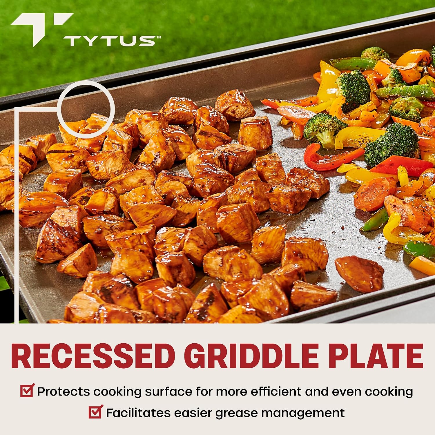 Tytus Fresno 48,000 BTU Flat Top Griddle Grill for Outdoors Includes Key Propane Flattop Grill Accessories: Cover, 2 Spatulas, 2 Bottles & Griddle Scrapper, 4 Burners Evenly Heat Flat Grills