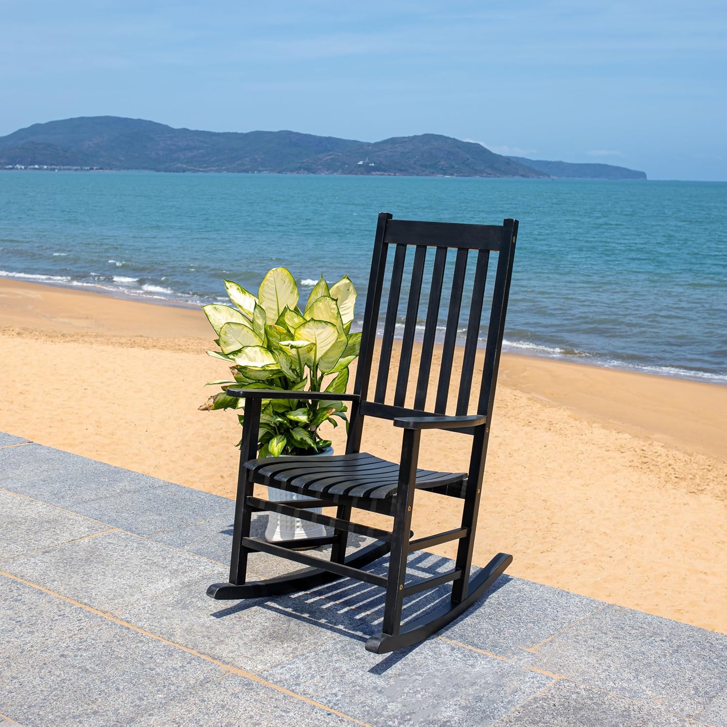 SAFAVIEH Outdoor Collection PAT7002 Chair, Black
