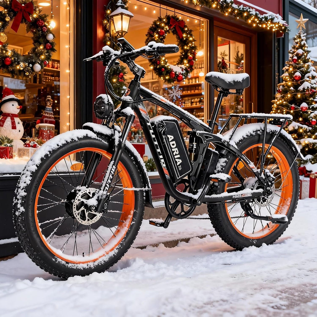 TUTTIO Adria26 5000W/6000W Dual Motor Ebike, 40-46MPH Electric Bike for Adults, 26' x 4' Fat Tire Electric Mountain Bike, 52V 25AH E-Bike Full Suspension Electric Dirt Bike for Off-Road Hunting