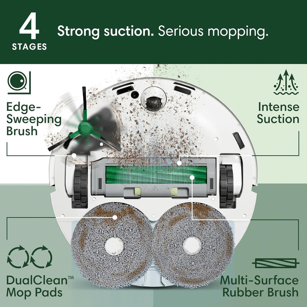 iRobot Roomba Plus 405 (G185) Combo Robot Vacuum & Mop with AutoWash Dock - Spinning Mop Pads, Self-Empties, Pad Washing & Drying, Self-Cleaning, Pad-Lift, LiDAR Navigation