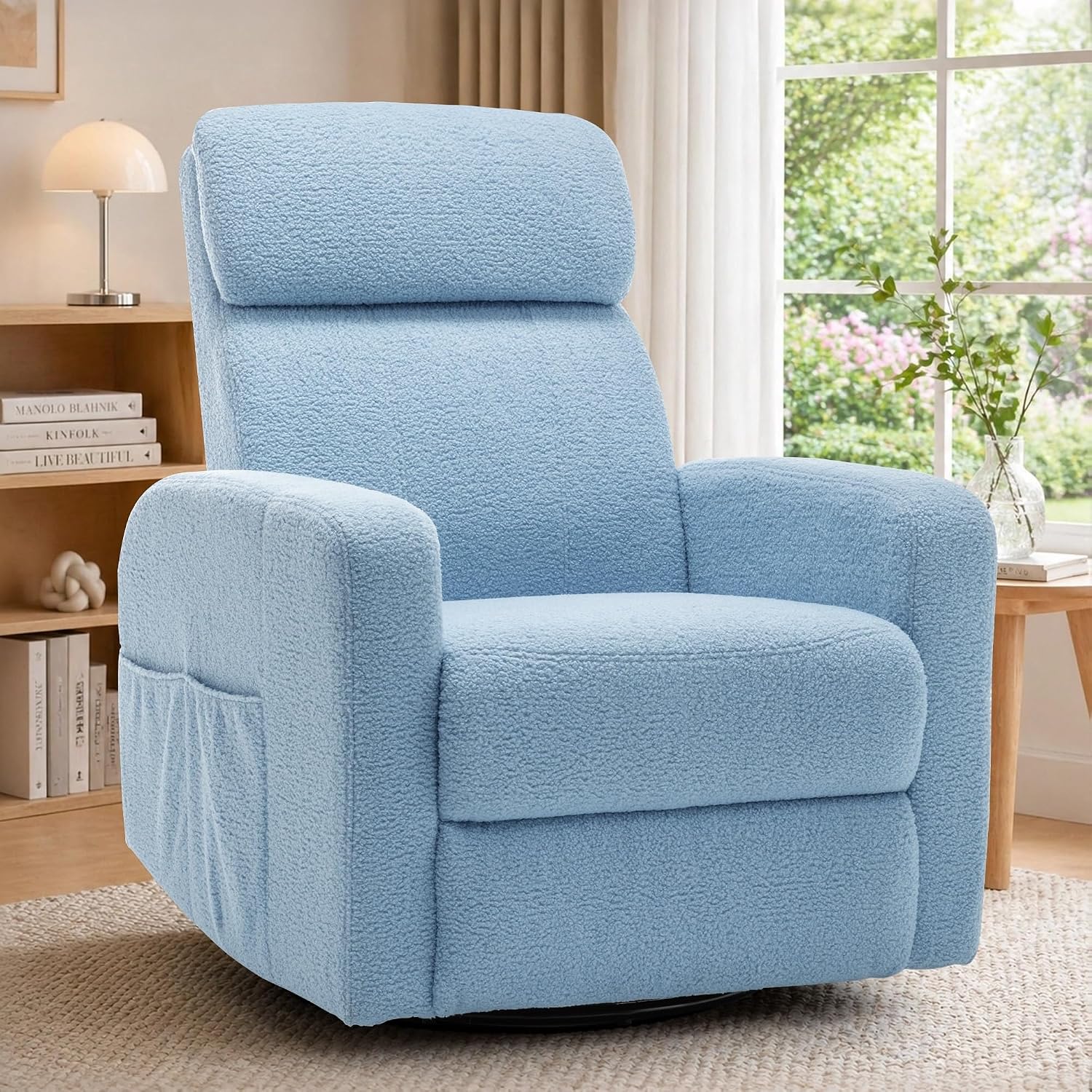Korser Power Swivel Recliner Chairs for Adults, Electric Glider Rocking Chair Nursery, Glider Recliner Nursery Chair with Classified Side Pocket, Nursery Rocking Chairs with USB and Type-C Ports