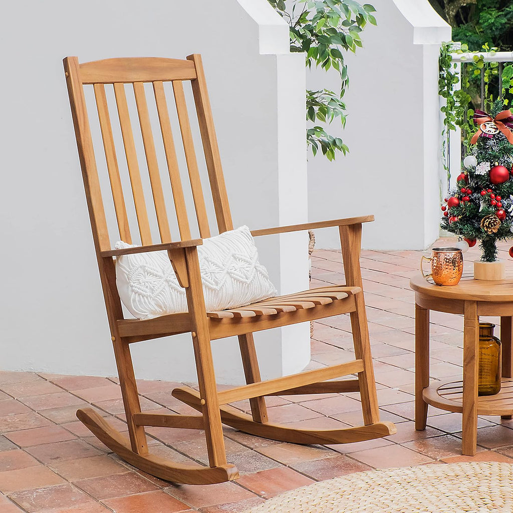 Cambridge Casual Brookside Teak Outdoor Rocking Chair Set of 2, Natural Teak