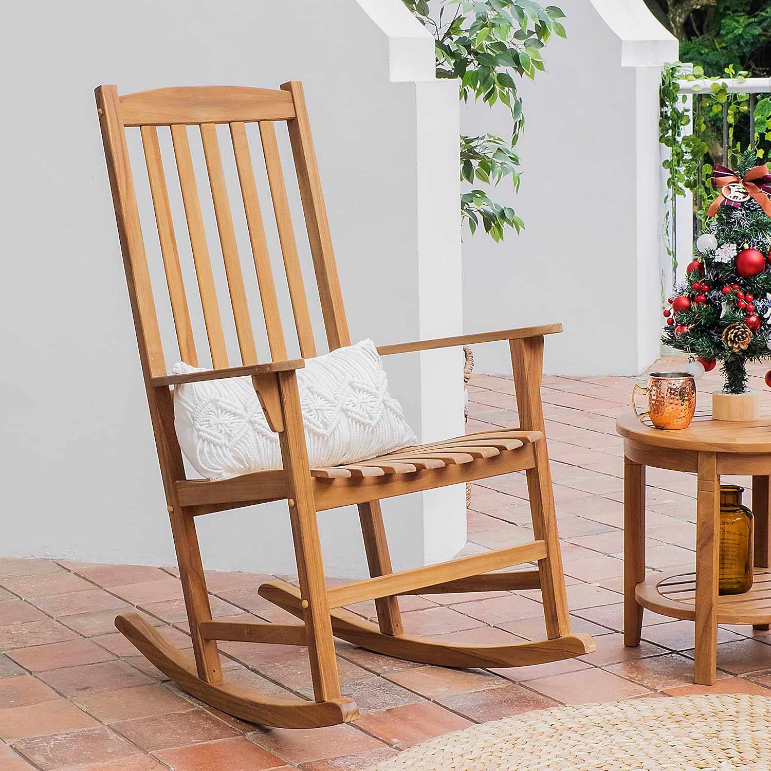 Cambridge Casual Brookside Teak Outdoor Rocking Chair Set of 2, Natural Teak