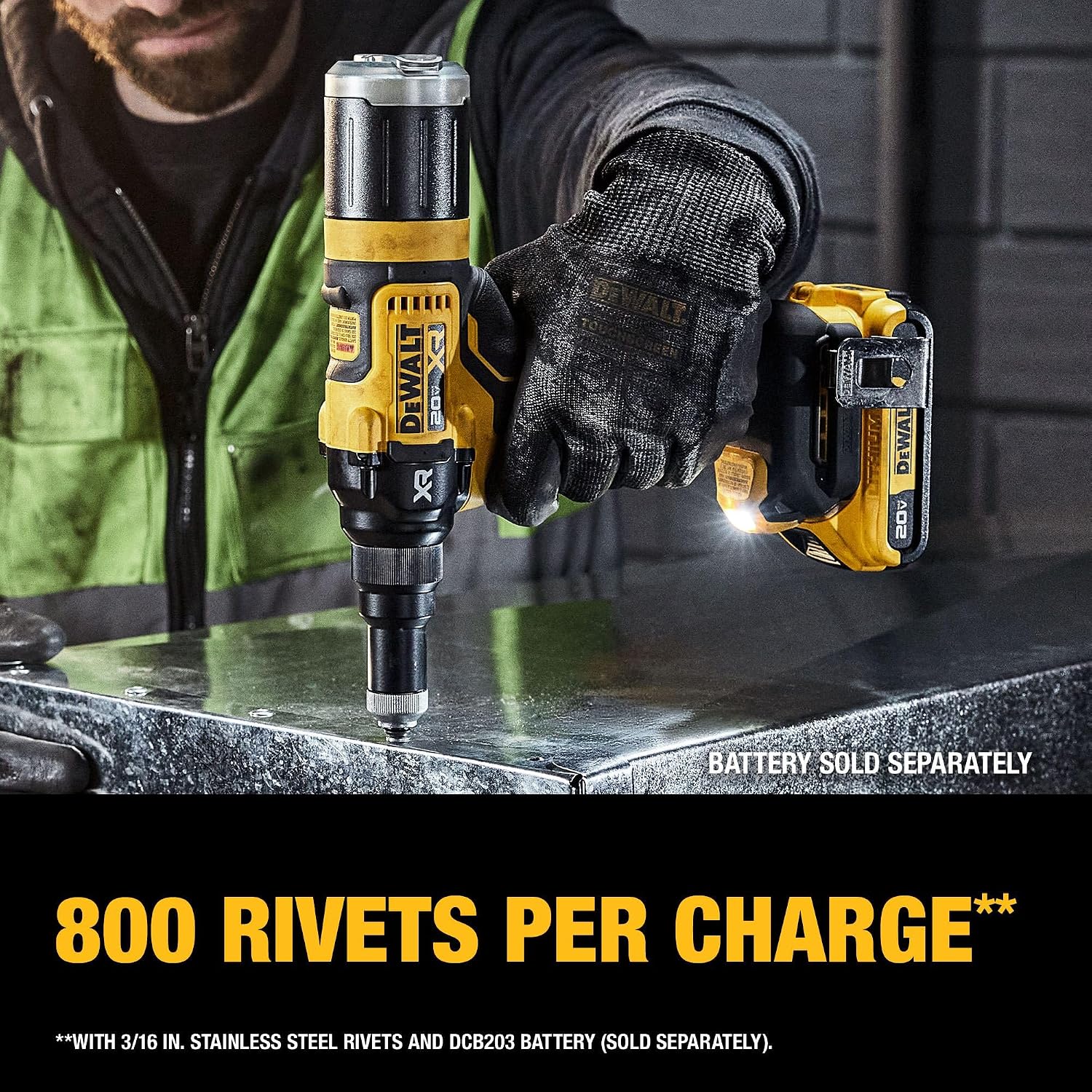 DEWALT 20V MAX XR Cordless Rivet Tool, 3/16', Bare Tool Only (DCF403B)