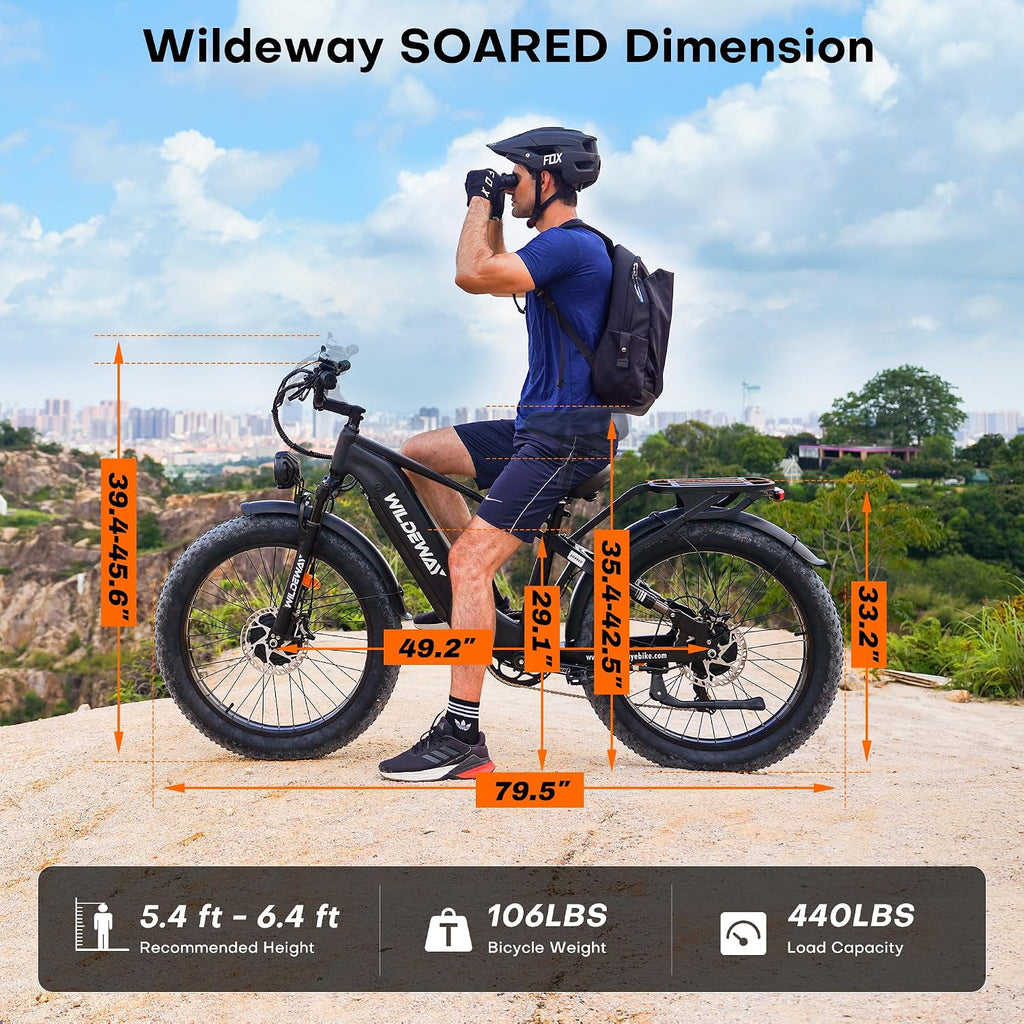 Wildeway 2600W Dual Motor Electric Bike for Adults 48V 30AH Removable Battery 32MPH 26' Terrain Fat Tire 80 Miles Long Rang Mountain Bike Full Suspension with Hydraulic Disc Brake Bicycle