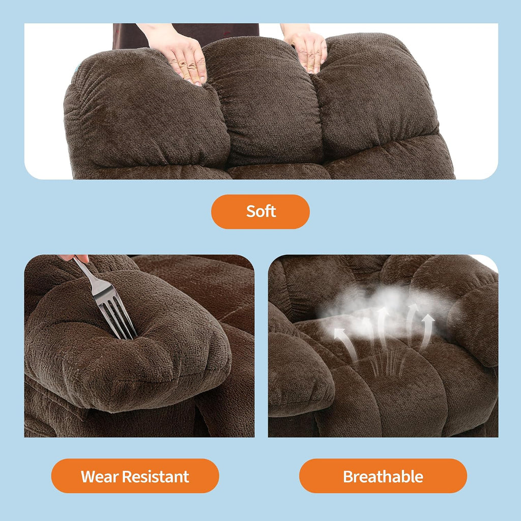 Garvee Manual Recliner Chair,Ergonomic Overstuffed Breathable Fabric Reclining Chair with Side Pockets,q235 Steel Frame Lazy Boy Recliner Single Sofa for Living Room Bedroom