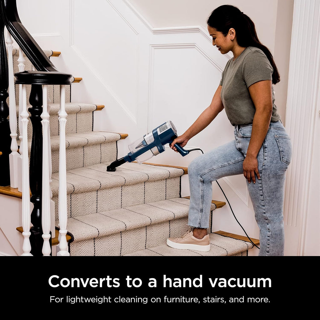 Shark HZ3002 Stratos Ultralight Corded Stick Vacuum with DuoClean PowerFins HairPro, Self-Cleaning Brushroll, & Odor Neutralizer Technology, Navy (Renewed)