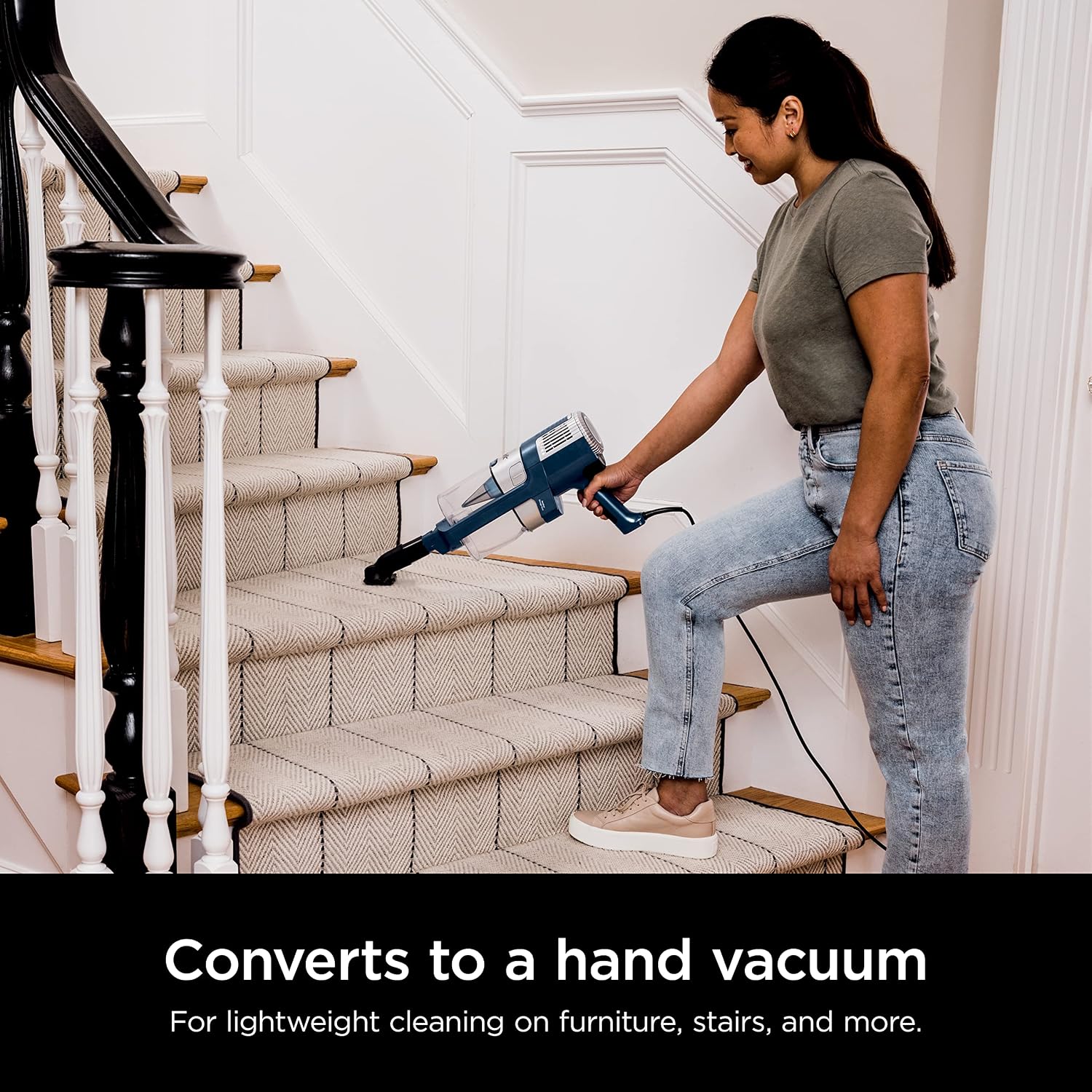 Shark HZ3002 Stratos Ultralight Corded Stick Vacuum with DuoClean PowerFins HairPro, Self-Cleaning Brushroll, & Odor Neutralizer Technology, Navy (Renewed)
