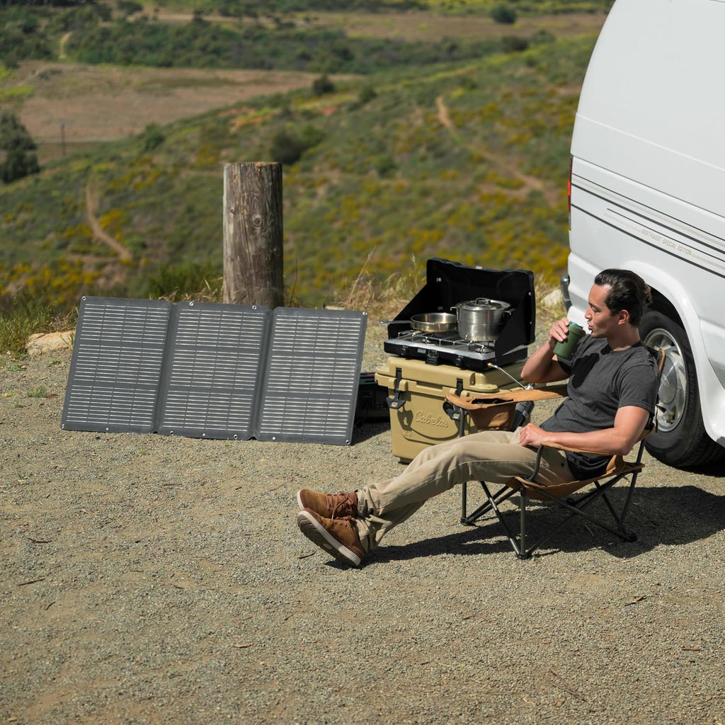 SunJack 120W Foldable Portable Solar Panel Charger with Kickstands, MC4/PD60 USB-C/USB-A, ETFE Monocrystalline, Waterproof Solar Charger for Camping, RV, Power Station, Generator, Off Grid, Emergency