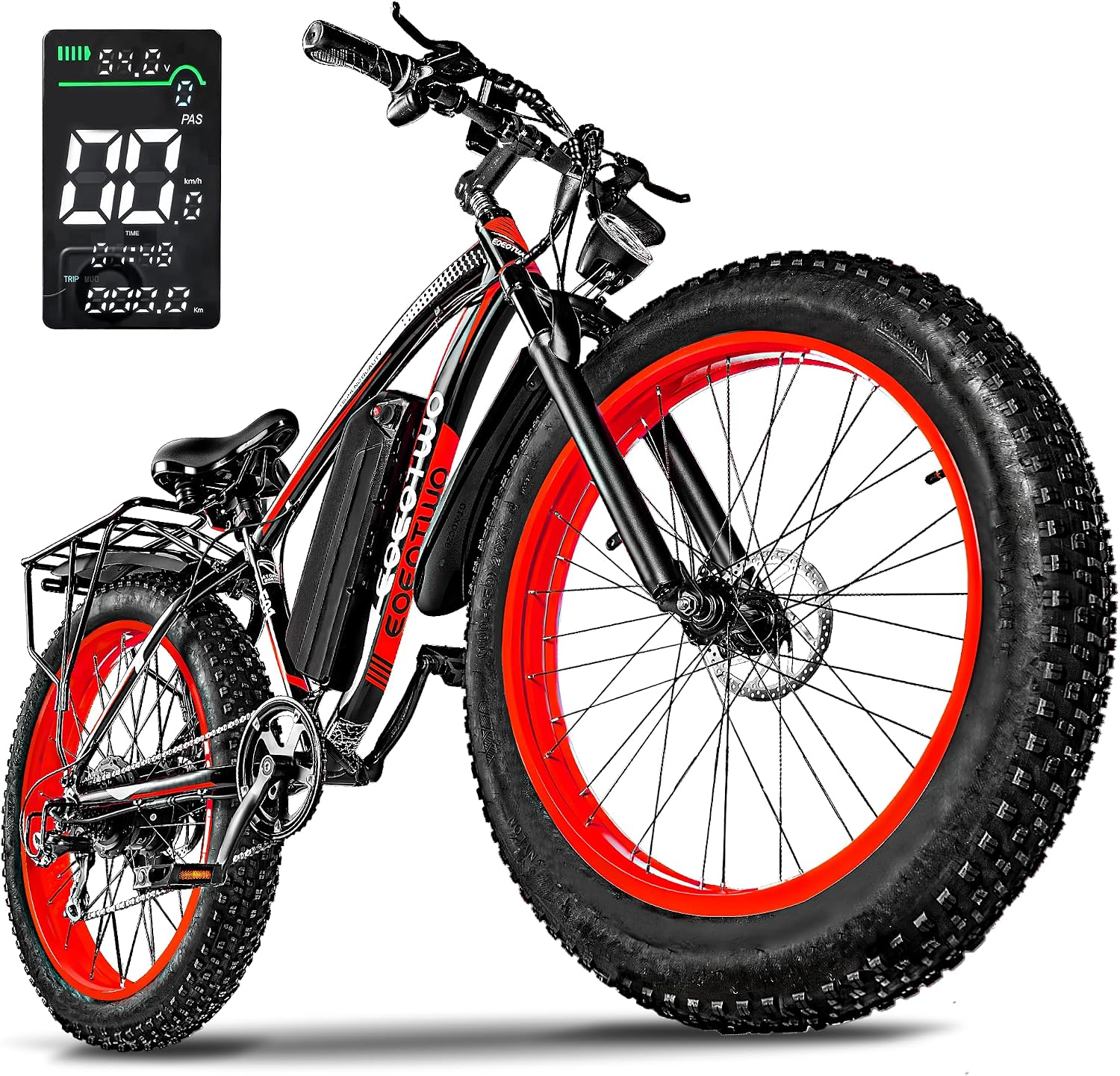 26' Fat tire Electric Bike for Adults,1500W Peak Motor, 60 Miles Range Mountain Ebike,34 MPH Speed,48V 15Ah Removable Battery, Off Road Mountain Commuting for Men,7 Speed