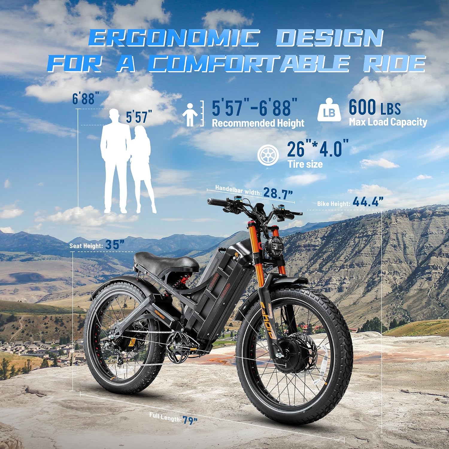 eAhora 2026 Romeo Pro 3/2 50-46Mph Electric Bike for Adults 5600W/4000W/2500W Dual Motor Ebike 60V/80Ah 52V/70Ah Long Range Fat Tire Full Suspension Electric Mountain Bicycle
