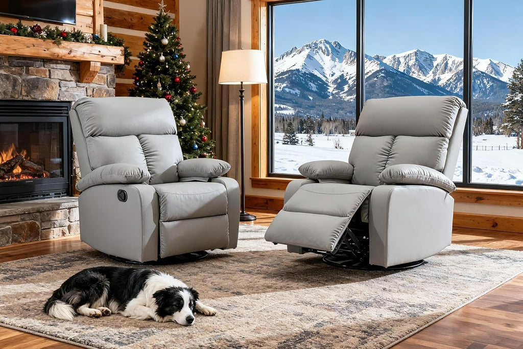 hzlagm Swivel Rocker Recliner, Rocking Chair Nursery, Small Rocker Recliners for Small Spaces, Living Room, Bedroom, Nursery, RV, Light Grey