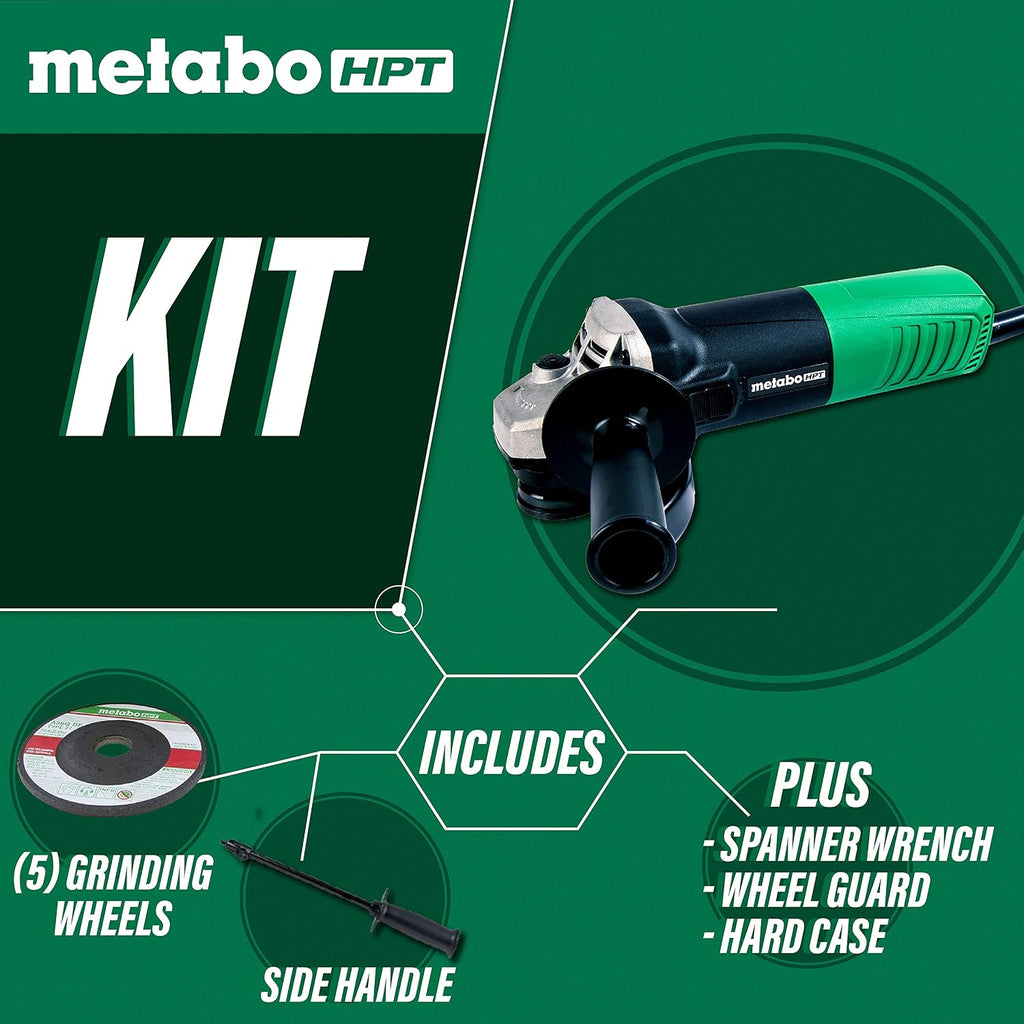 Metabo HPT 4-1/2-Inch Angle Grinder, Includes 5 Grinding Wheels & Hard Case, 6.2-Amp Motor, Compact & Lightweight, G12SR4 (Pack of 3)