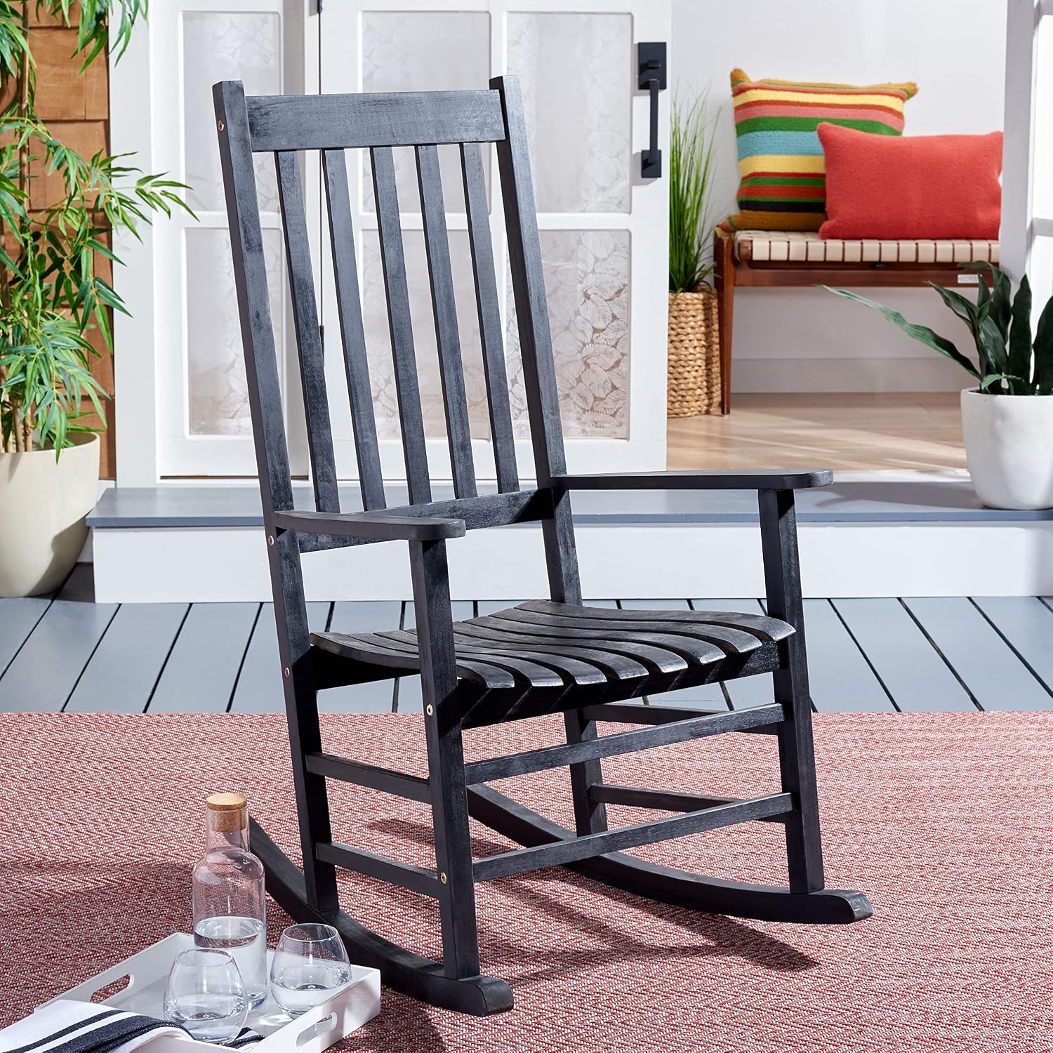 SAFAVIEH Outdoor Collection PAT7002 Chair, Black