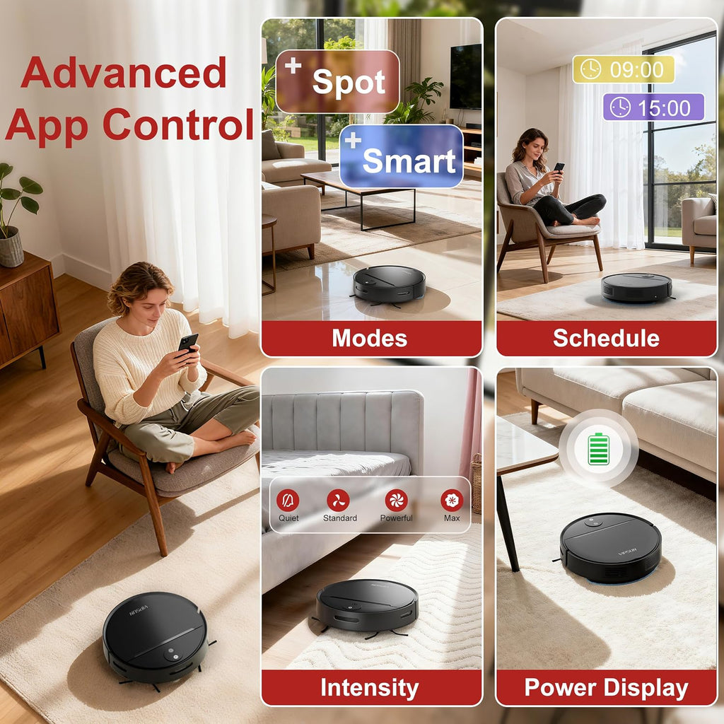 VIPSUN Robot Vacuum and Mop Combo with 4000Pa Suction, APP/Voice/Remote Control, Robotic Vacuums with Personalized Adjustment Setting, Self-Charging, Obstacle Avoidance, Smart Home Robot Aspiradora