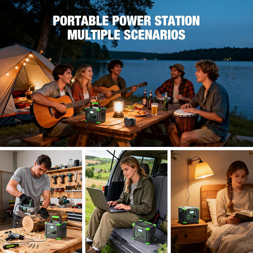 Portable Power Station 330W Solar Generator 288Wh, 60W USB-C PD Fast Charging, Pure Sine Wave AC Outlet, 5W Wireless Charger, LED for RV Camping, CPAP Emergency Backup & Off-Grid Living (Peak 600W)