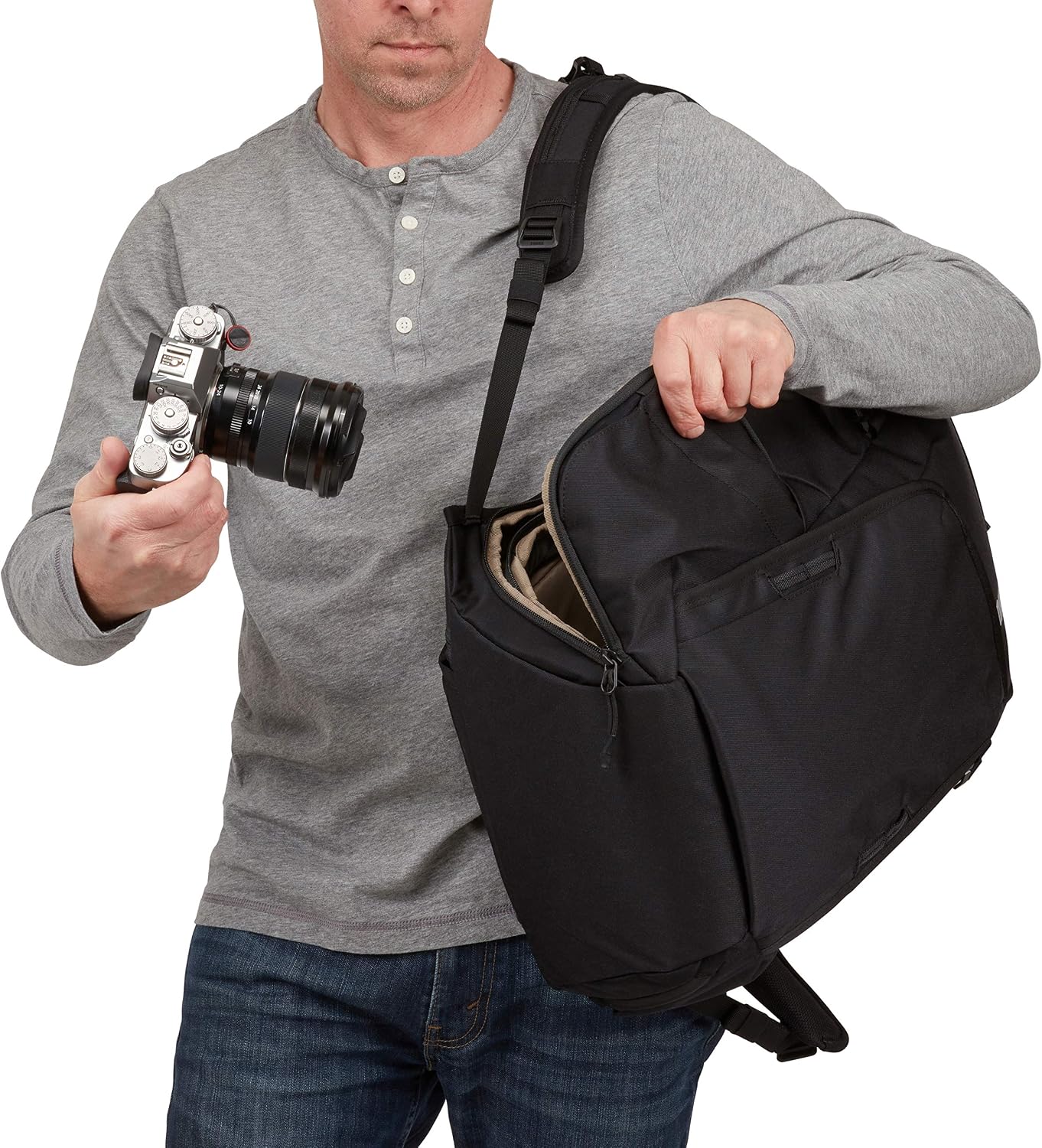 Thule Covert Camera Backpack 24L, Modular Internal Organization, Fits 14' Laptop & 11' Tablet, Includes Padded Shoulder Bag