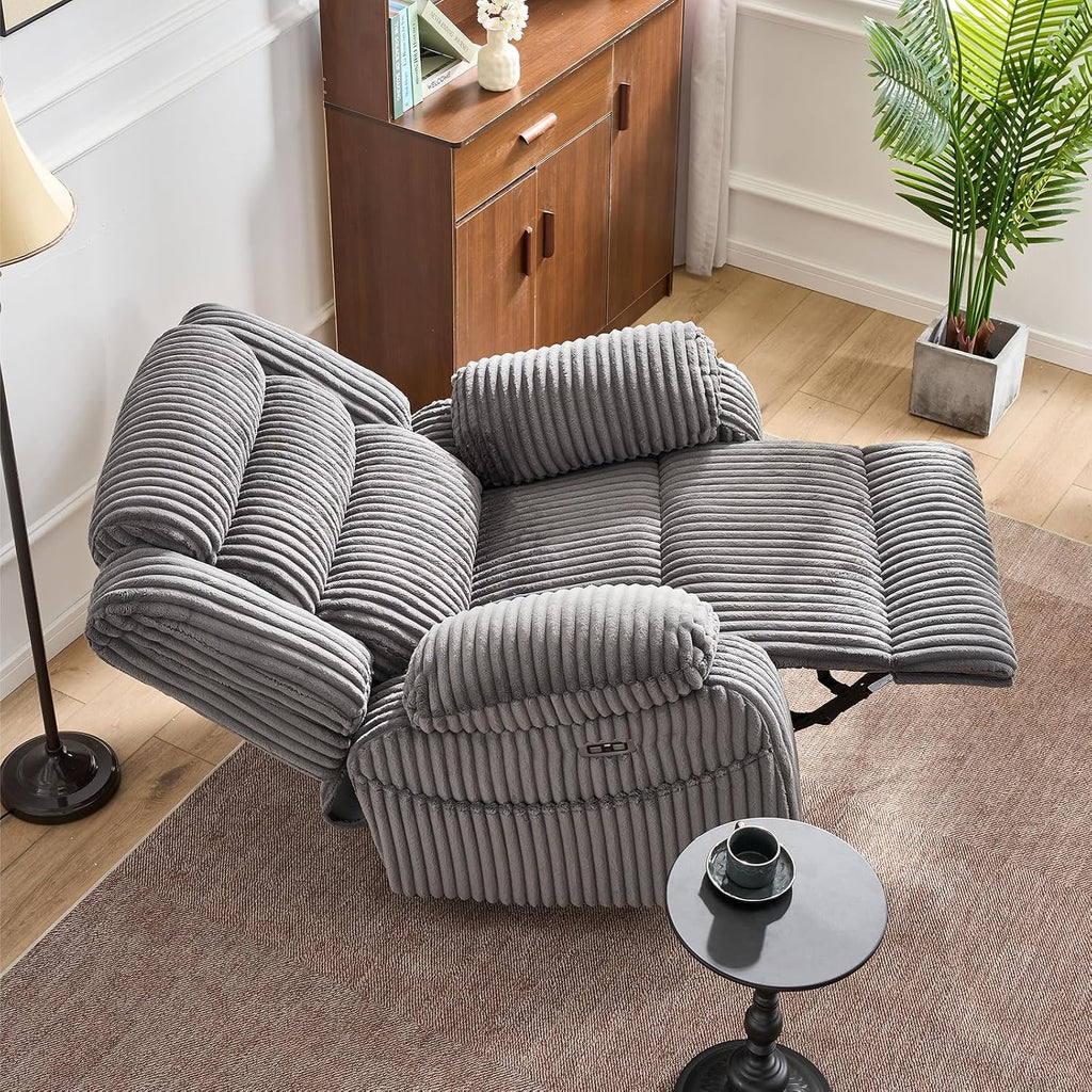 SINCRUMI Power Swivel Rocker Recliner Chair for Adults with Massgae and Heat, USB and Type-C Charging Port, Infinite Position, Electric Glider Rocking Chairs for Living Room, Nursery, Grey