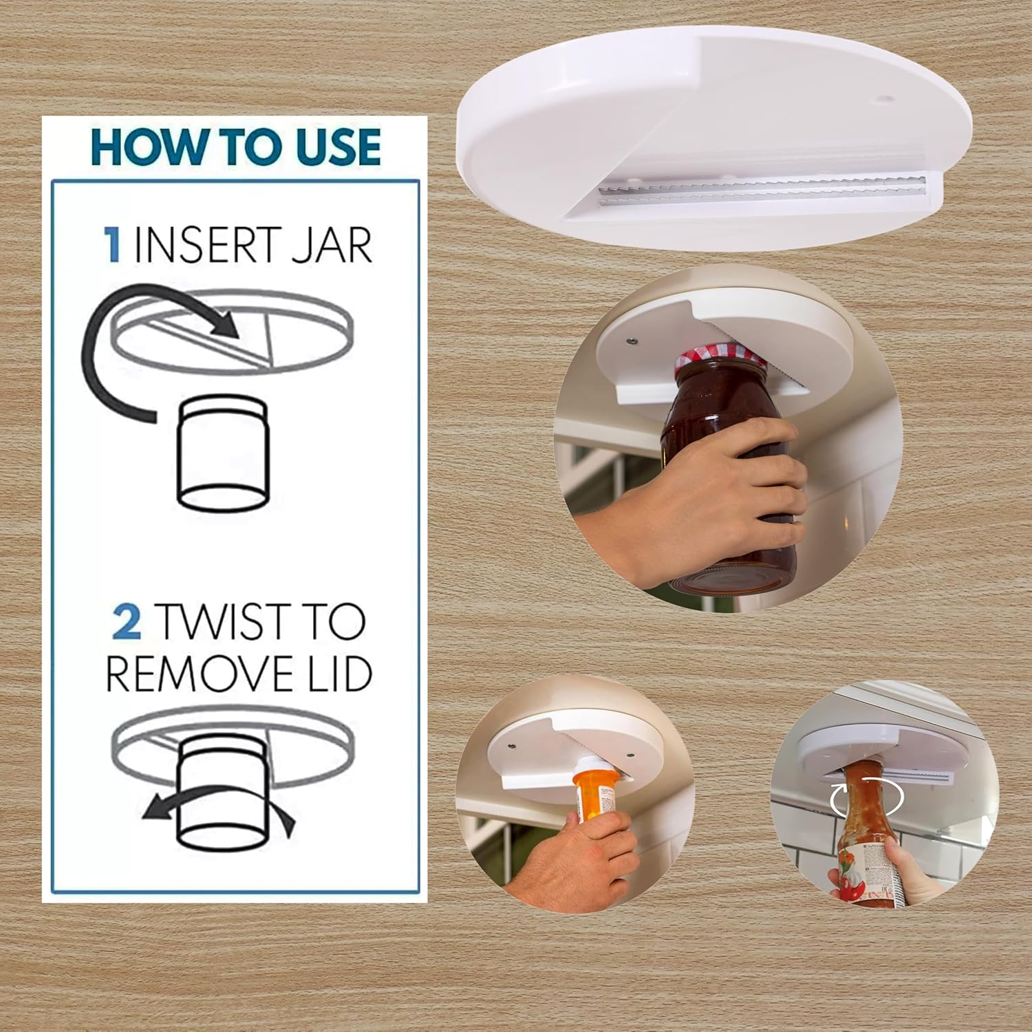 20 Pack Jar Opener for Seniors - Under Cabinet Jar Openers for Weak Hands, Easy Grip, Arthritis jar opener, One Handed Gadgets & Bottle Opener - Essential Kitchen Gadgets for Home Assistance