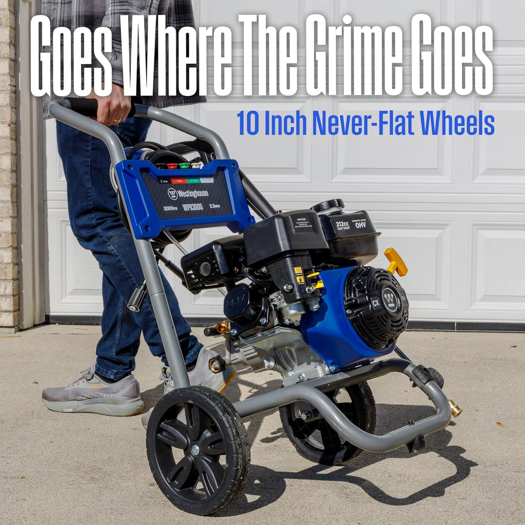 Westinghouse WPX3000 Gas Pressure Washer, 3000 PSI and 2.3 GPM, Spray Gun and Wand, 4 Nozzle Set, for Cars/Fences/Driveways/Homes/Patios/Furniture