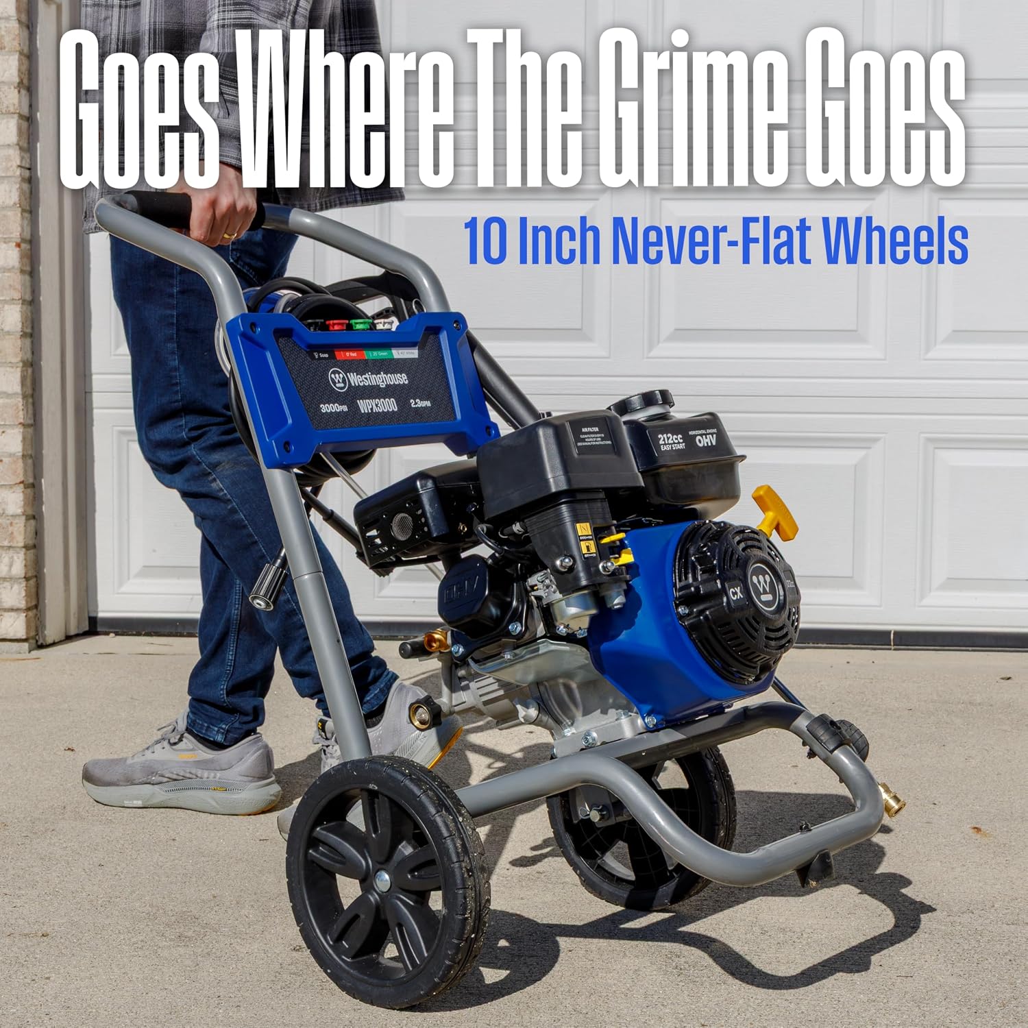 Westinghouse WPX3000 Gas Pressure Washer, 3000 PSI and 2.3 GPM, Spray Gun and Wand, 4 Nozzle Set, for Cars/Fences/Driveways/Homes/Patios/Furniture