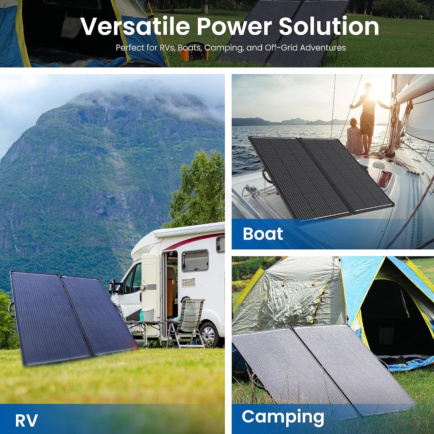 ACOPOWER 400W Mono Portable Foldable Solar Panel - 2pcs 200W, 25% Efficiency, Black, Professional Portable Style - Ideal for RV, Camping, Off Grid